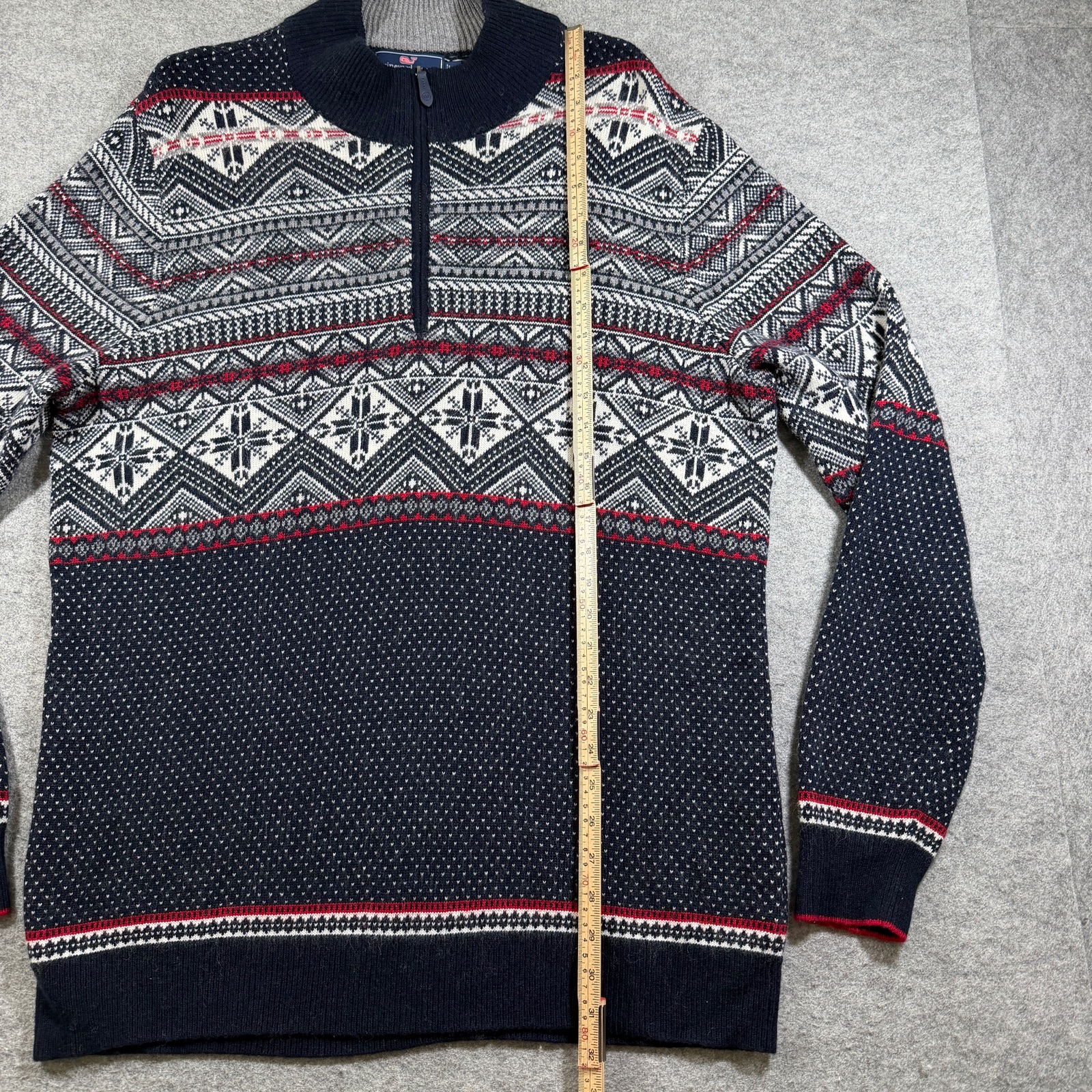 Vineyard Vines Wool & Alpaca Fair Isle Knit Sweater Mens XL Navy 1/4 Zip Preppy thumbnail 7