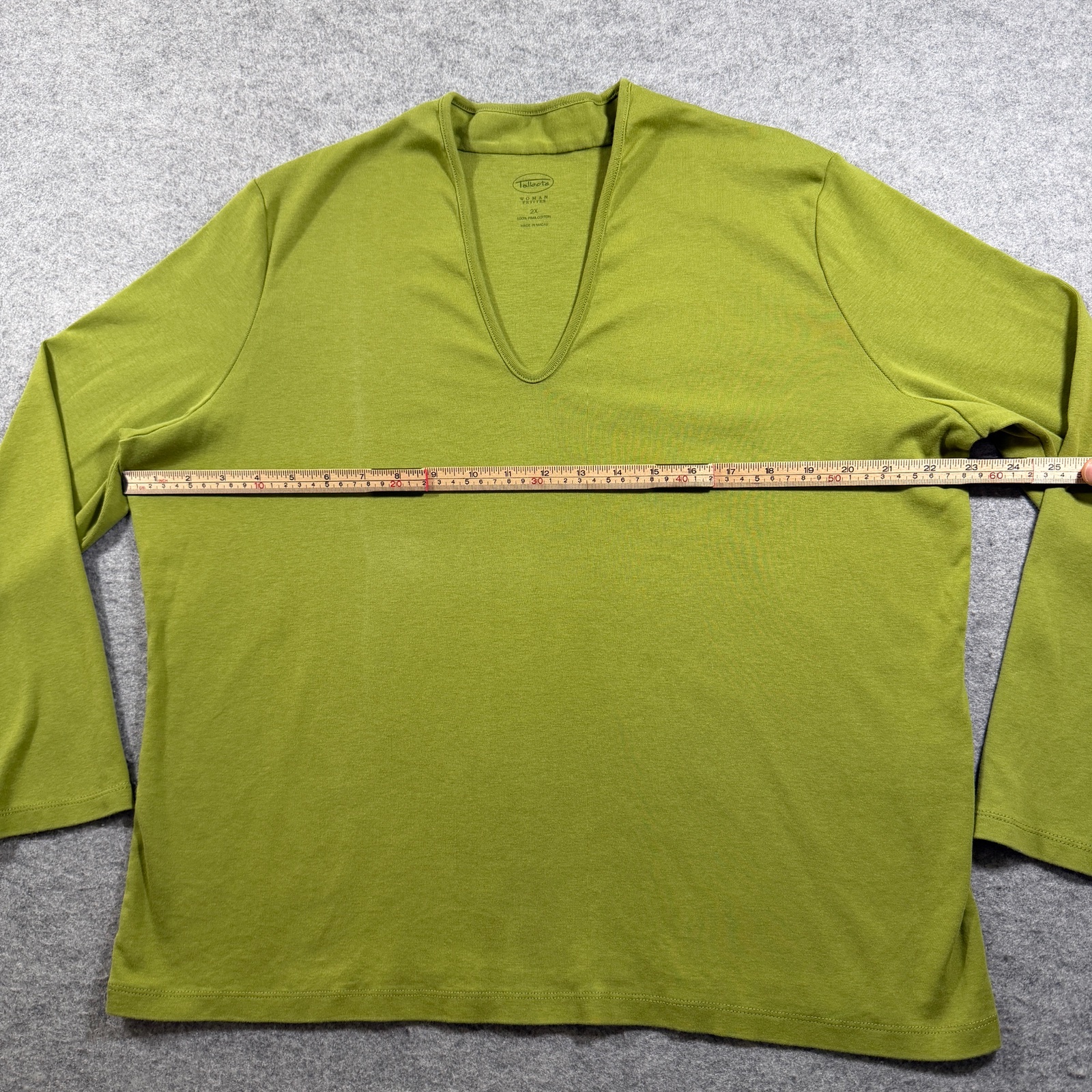 Talbots Pima Cotton Shirt Womens 2X Petite Olive Green Deep V-Neck Preppy Top thumbnail 8