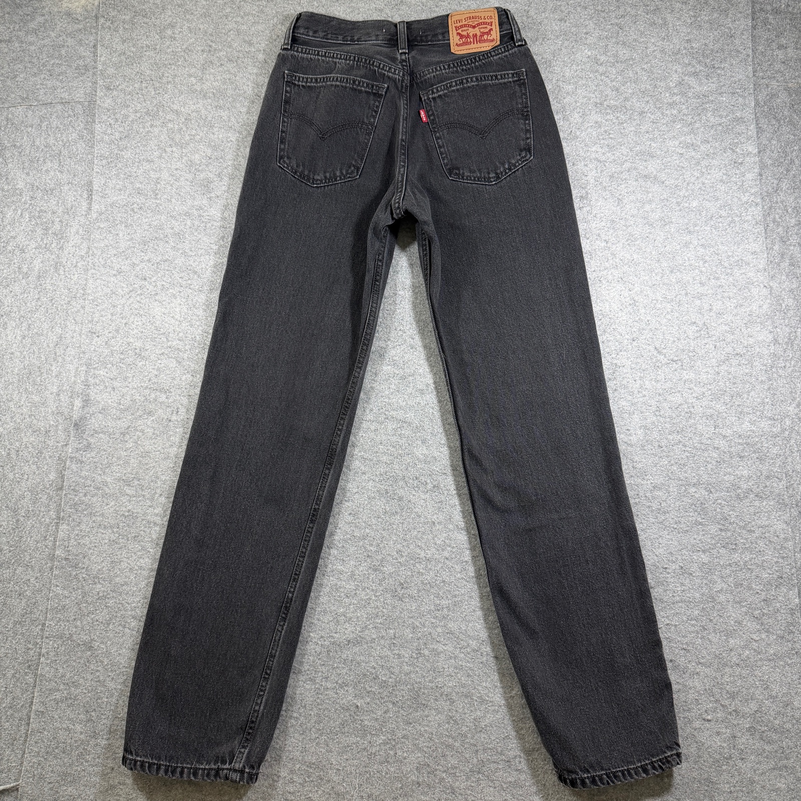 Levi's Low Pro Straight Jeans Womens 24 Black Faded Wash Denim Red Tab High Rise thumbnail 2