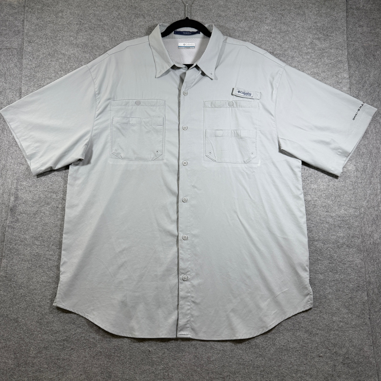 Columbia PFG Tamiami Shirt Mens XL Gray Omni-Shade UPF Vented Fishing Outdoor