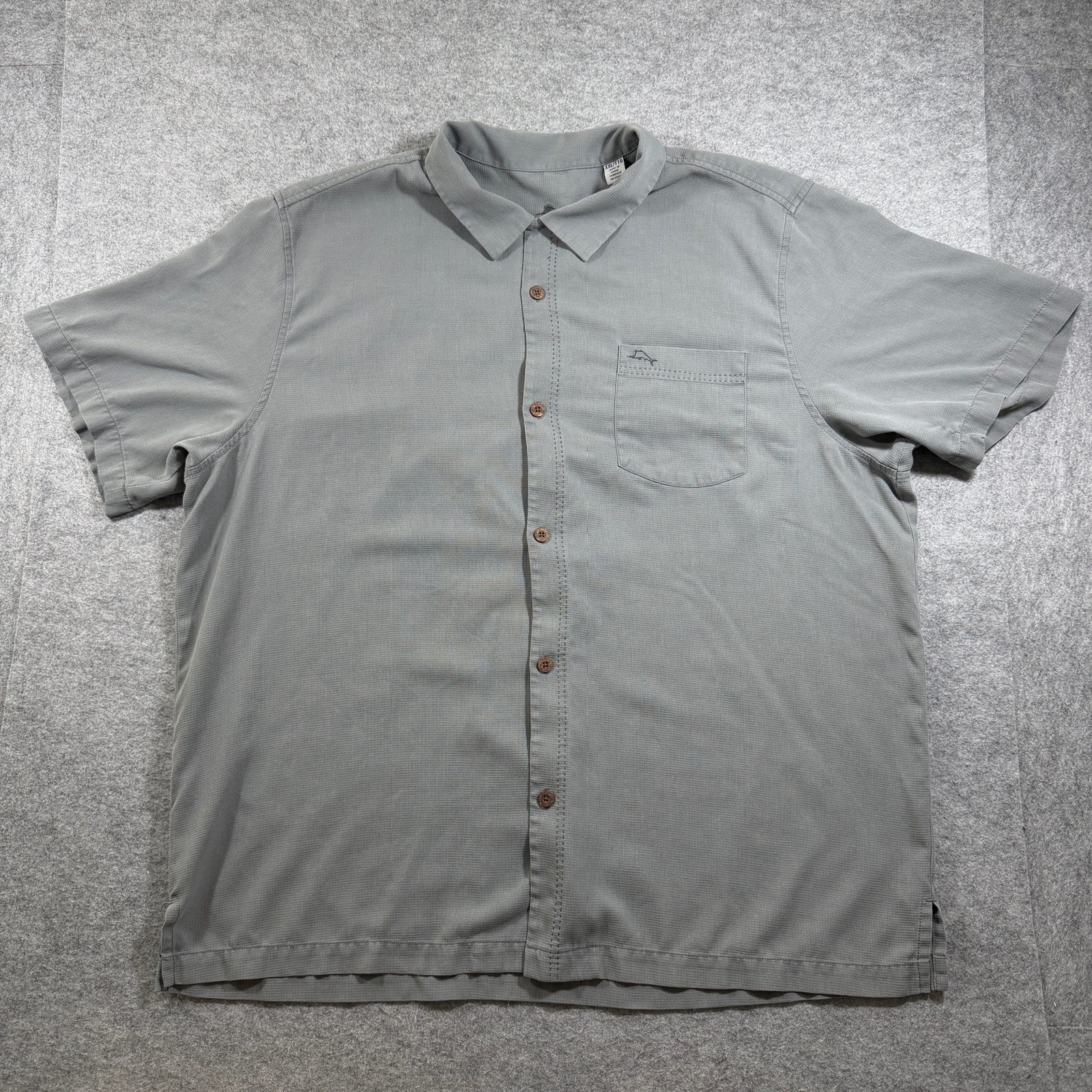 Tommy Bahama Smooth Silk Camp Shirt Mens XXL Gray Button Up Short Sleeve Pocket