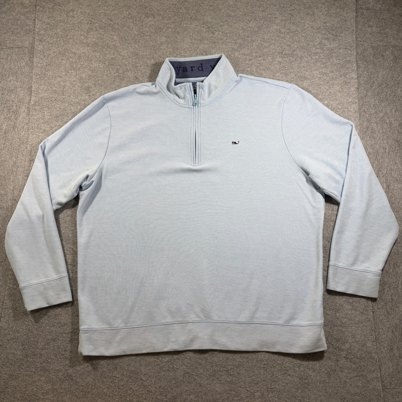 Vineyard Vines Mesh Knit 1/4 Zip Pullover Mens XXL Light Blue Whale Preppy