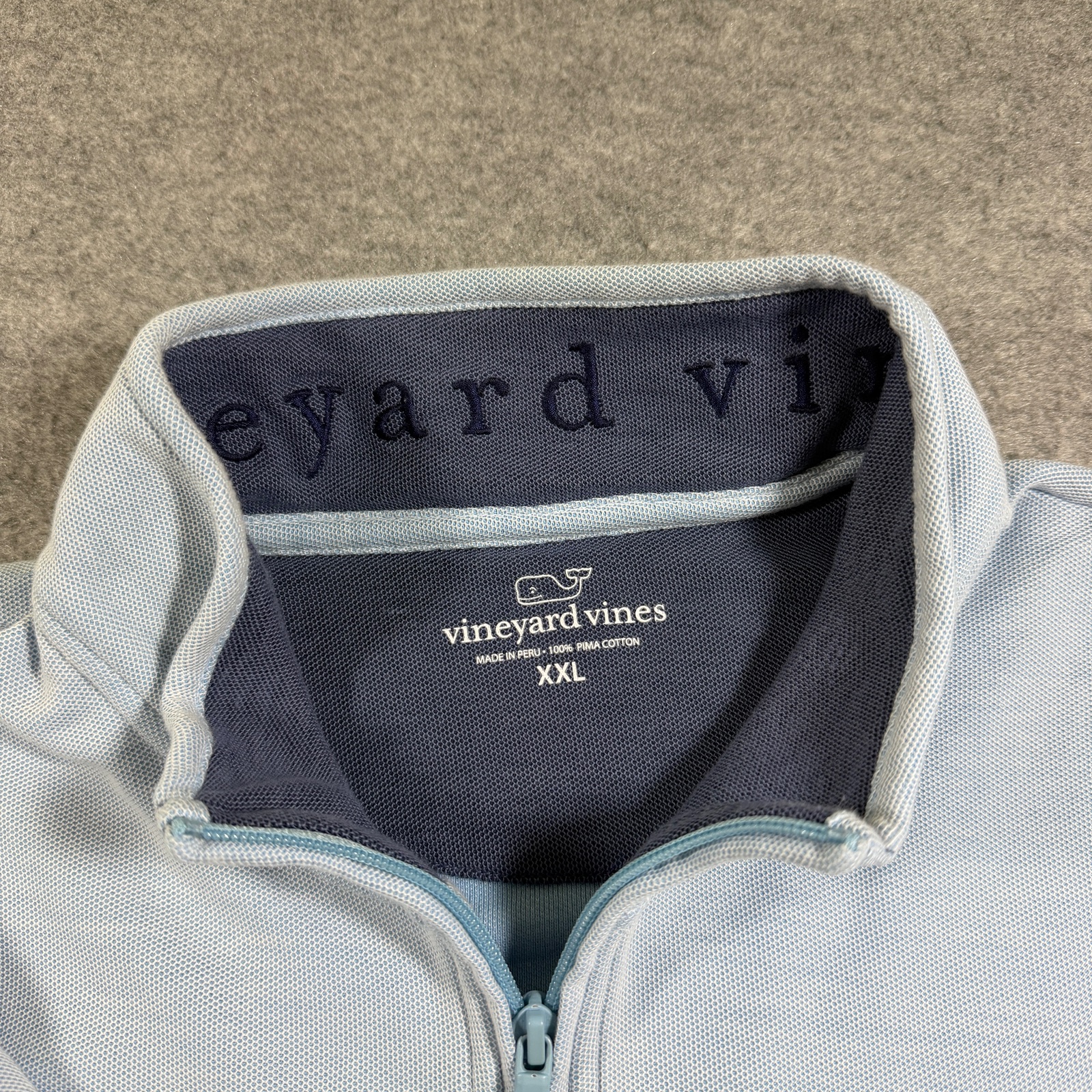 Vineyard Vines Mesh Knit 1/4 Zip Pullover Mens XXL Light Blue Whale Preppy thumbnail 3