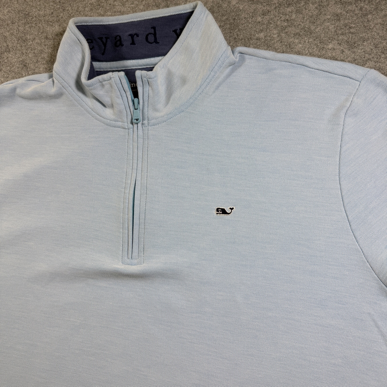 Vineyard Vines Mesh Knit 1/4 Zip Pullover Mens XXL Light Blue Whale Preppy thumbnail 4
