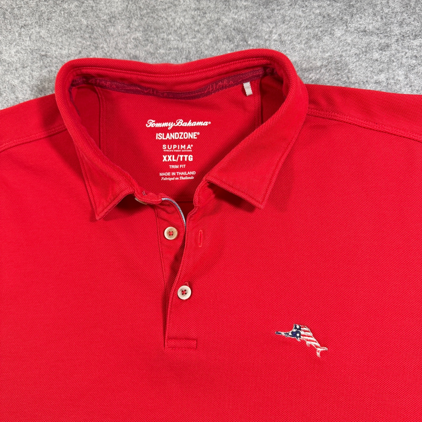 Tommy Bahama IslandZone Polo Shirt Mens XXL Red Supima Cotton Trim Fit Marlin thumbnail 4