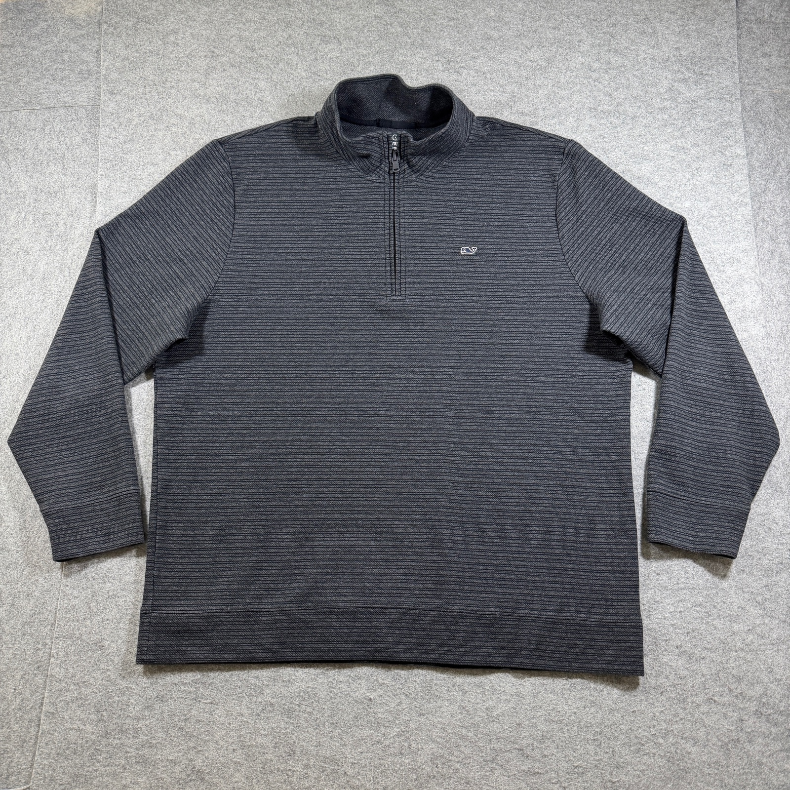 Vineyard Vines 1/4 Zip Knit Pullover Mens 2XL Gray Whale Logo Preppy Performance