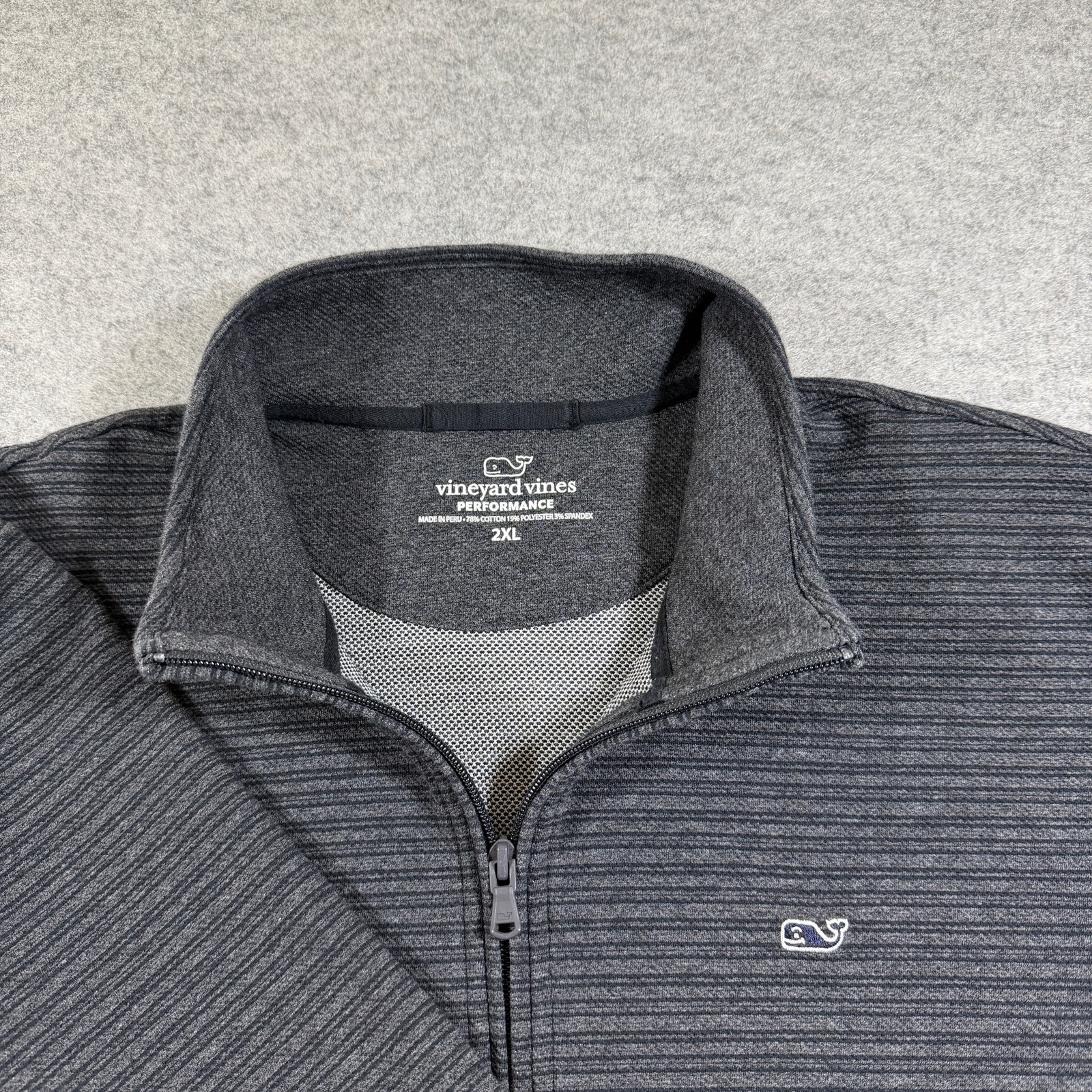 Vineyard Vines 1/4 Zip Knit Pullover Mens 2XL Gray Whale Logo Preppy Performance thumbnail 3