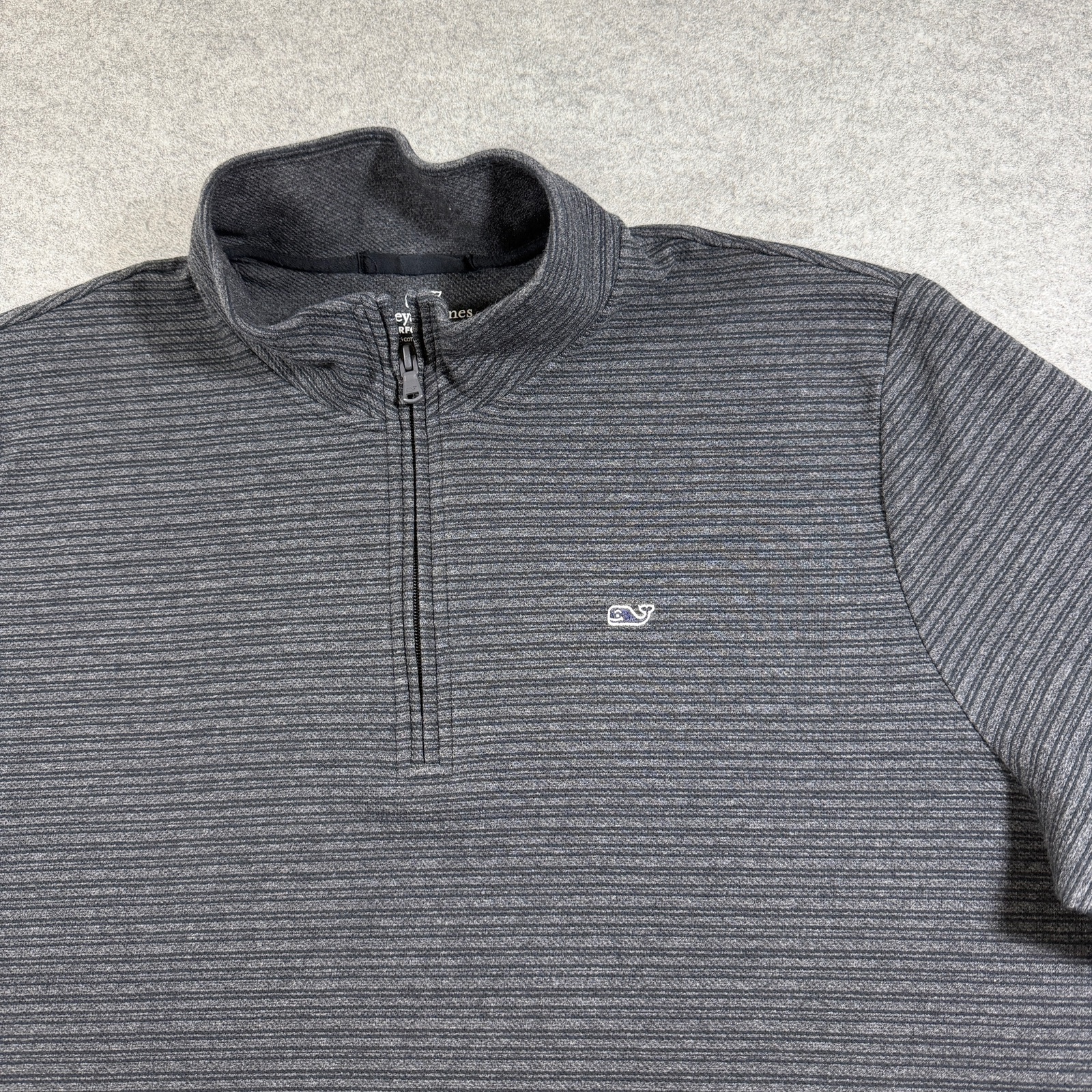 Vineyard Vines 1/4 Zip Knit Pullover Mens 2XL Gray Whale Logo Preppy Performance thumbnail 5