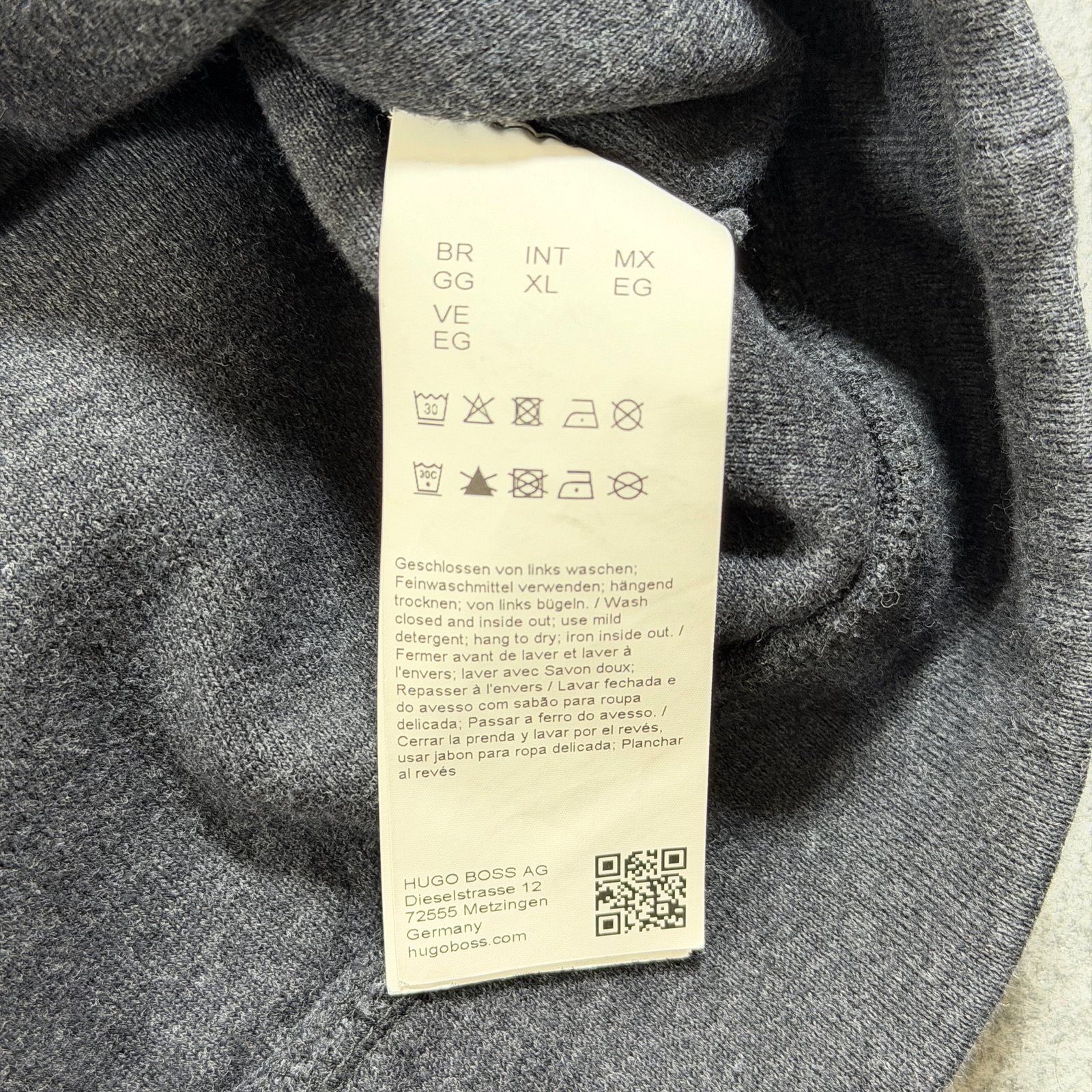 Hugo Boss Quarter Zip Pullover Mens XL Charcoal Gray Mock Neck Regular Fit thumbnail 4