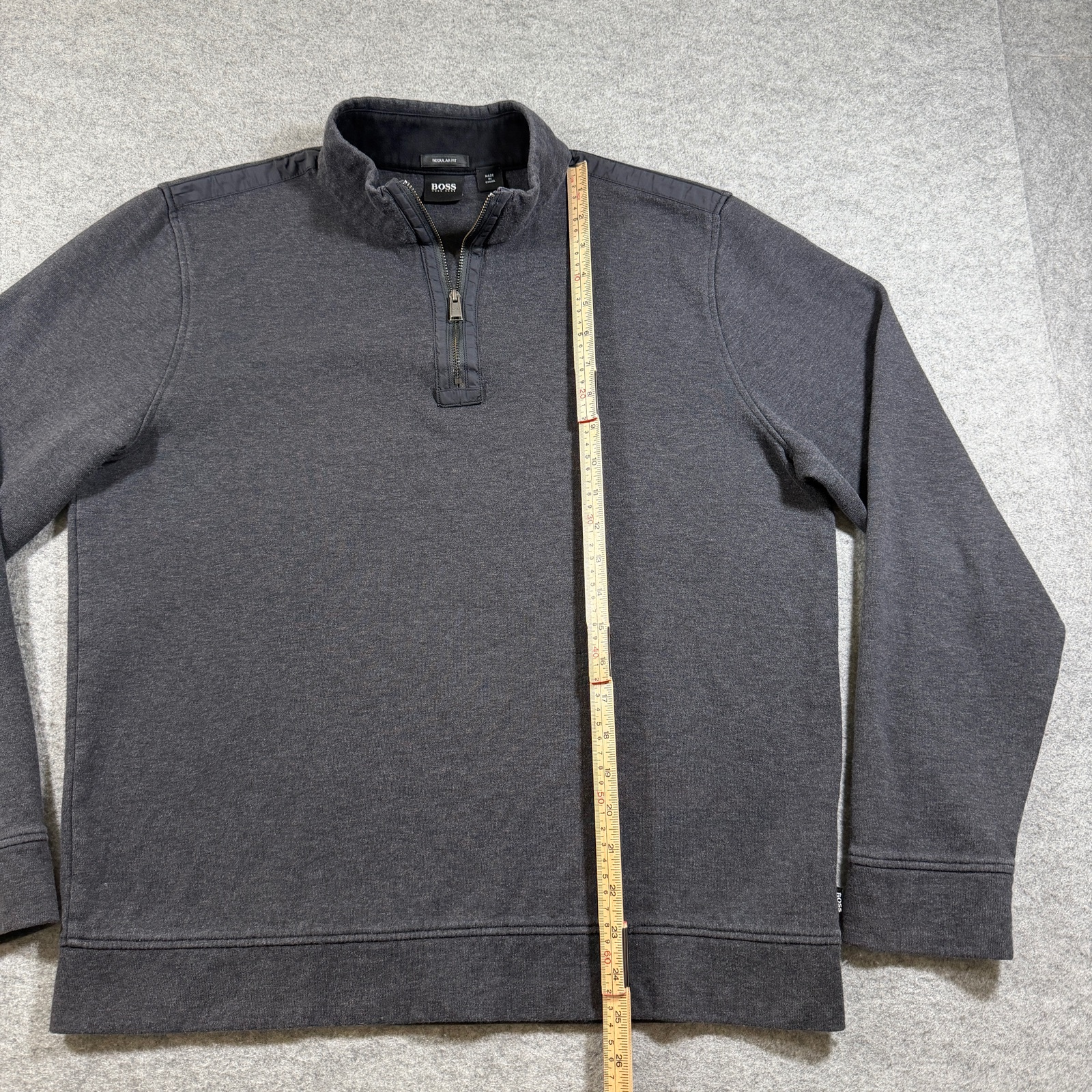 Hugo Boss Quarter Zip Pullover Mens XL Charcoal Gray Mock Neck Regular Fit thumbnail 6