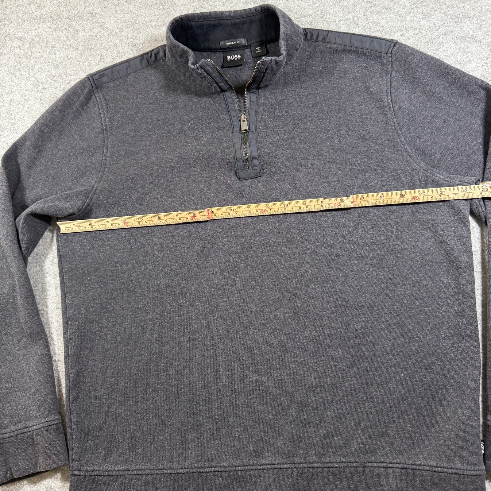 Hugo Boss Quarter Zip Pullover Mens XL Charcoal Gray Mock Neck Regular Fit thumbnail 7