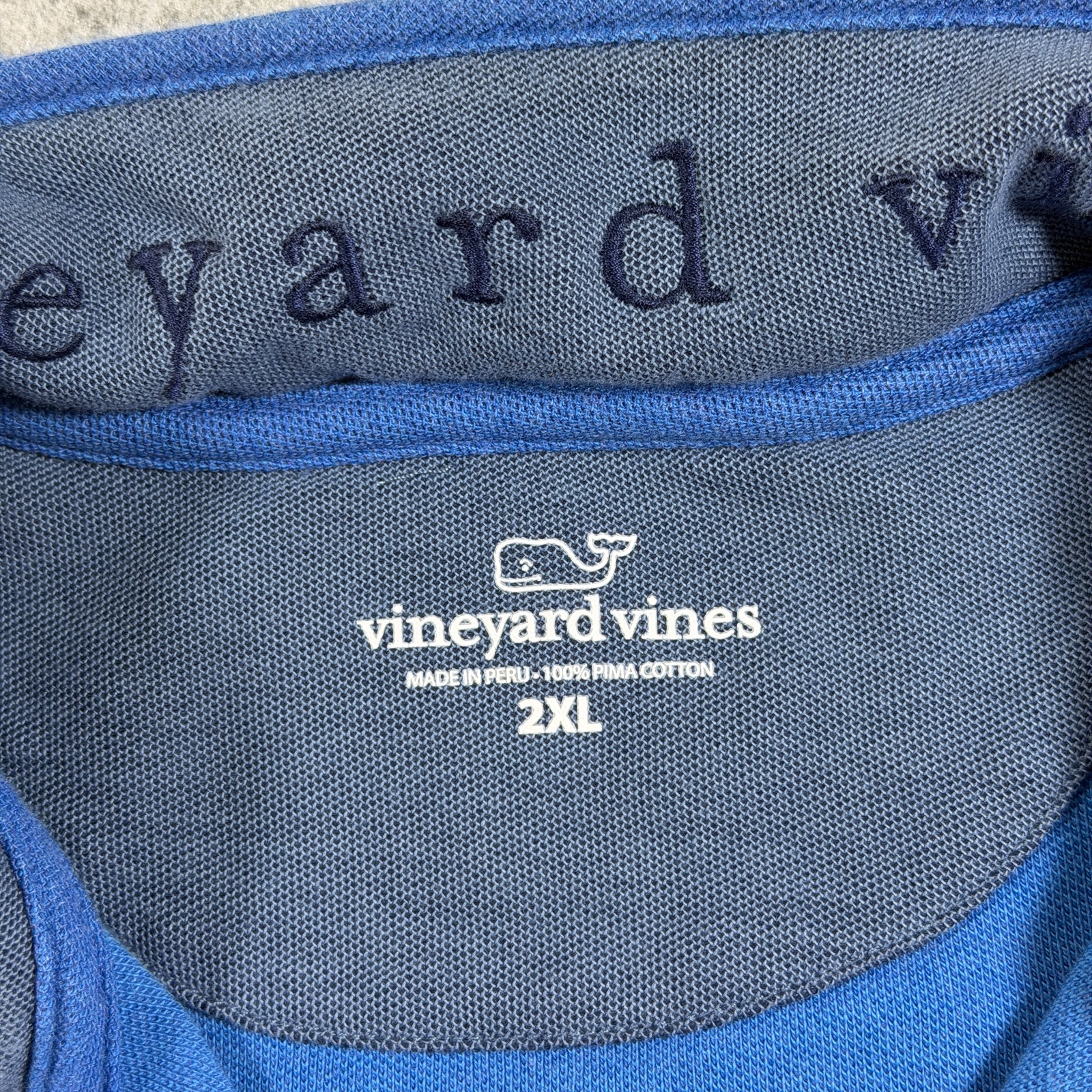Vineyard Vines Quarter Zip Pullover Mens 2XL Blue Pima Cotton Whale Logo Preppy thumbnail 3