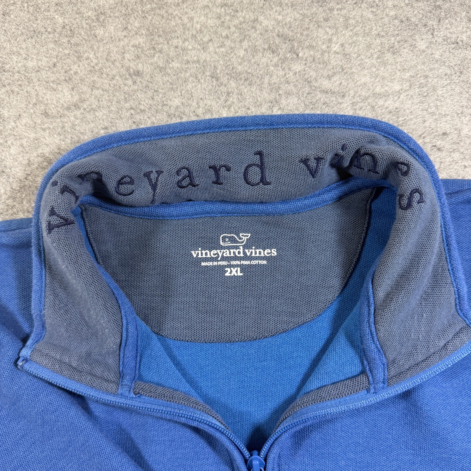 Vineyard Vines Quarter Zip Pullover Mens 2XL Blue Pima Cotton Whale Logo Preppy thumbnail 5