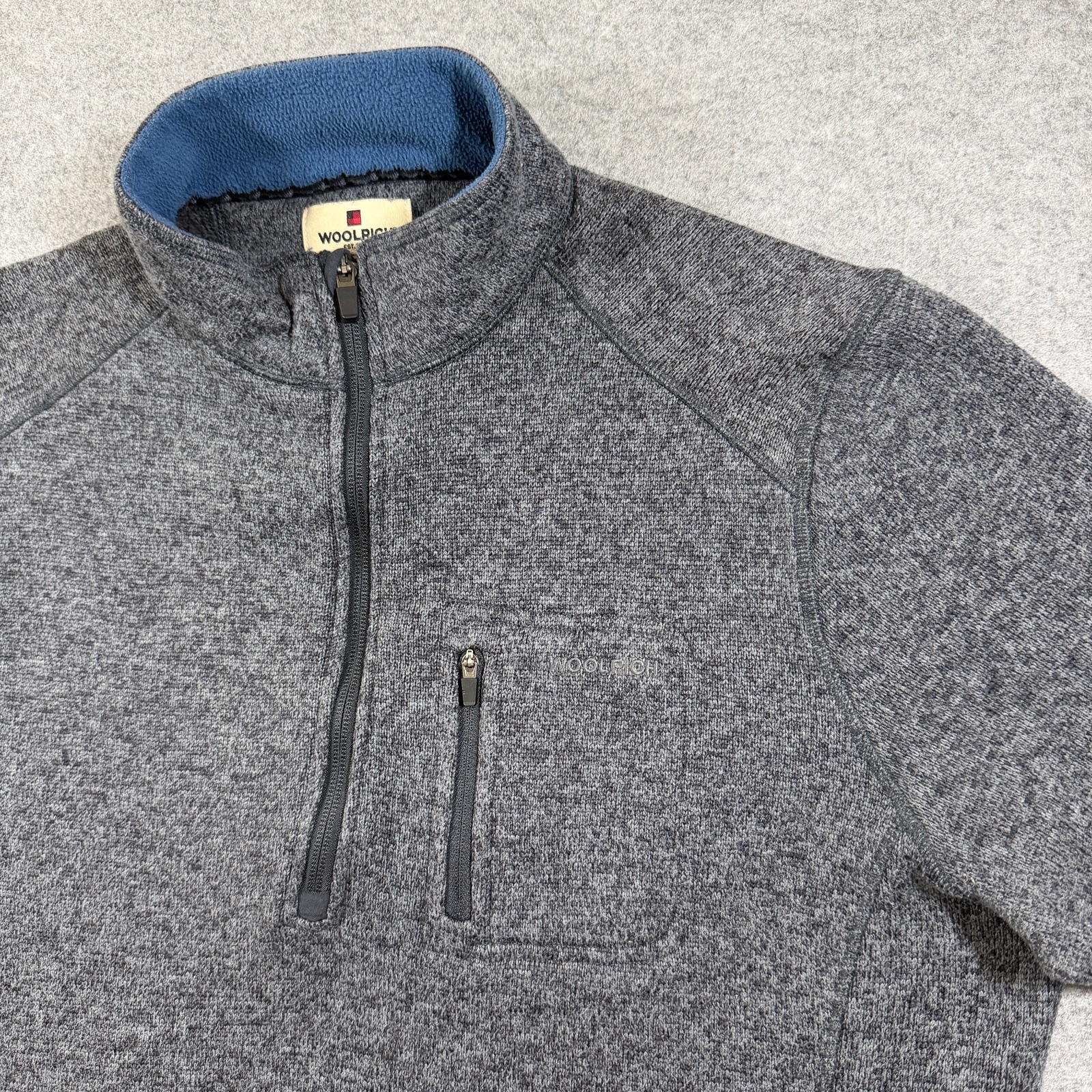 Woolrich Knit Fleece 1/4 Zip Pullover Mens L Gray Sweater Outdoor Hiking Casual thumbnail 3