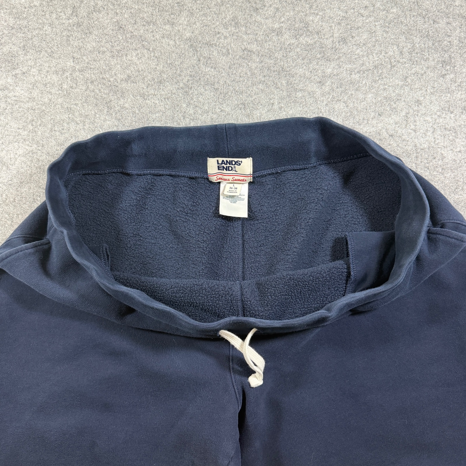 Lands' End Serious Sweats Joggers Mens L Navy Heavyweight Drawstring Lounge thumbnail 9