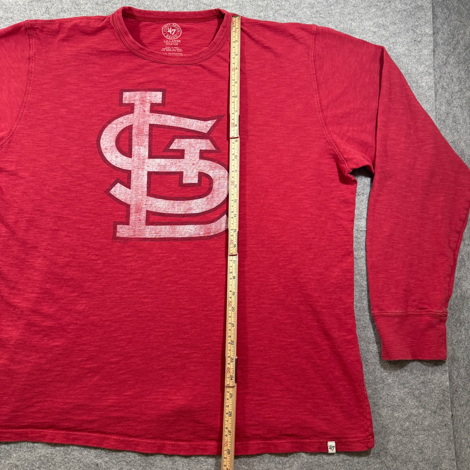 St Louis Cardinals Long Sleeve T Shirt Mens XXL Red MLB Graphic Tee Slub Knit thumbnail 6