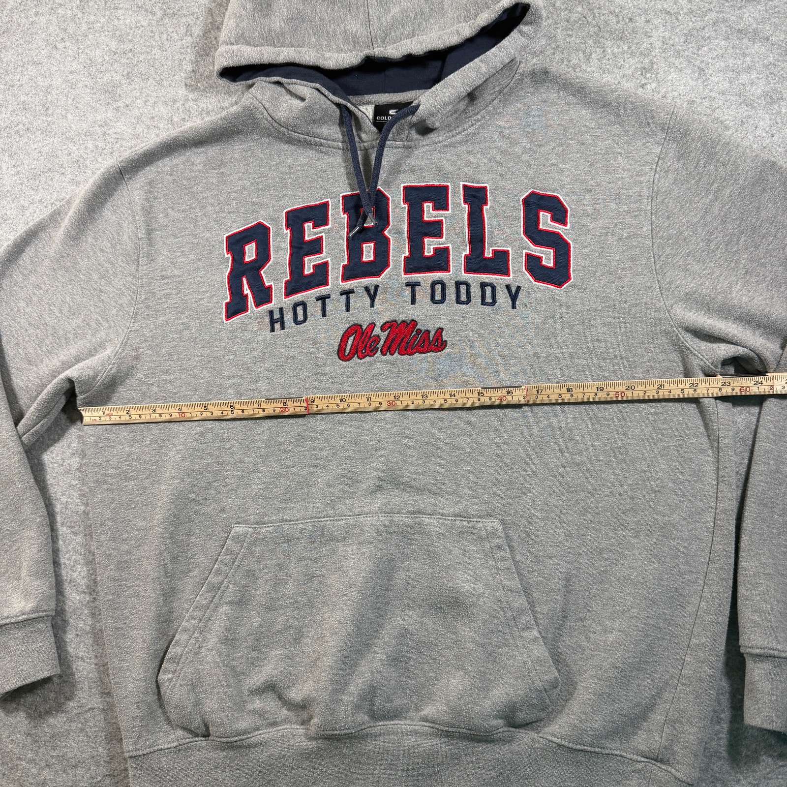 Ole Miss Rebels Fleece Hoodie Mens L Gray Hotty Toddy Graphic Drawstring NCAA thumbnail 6