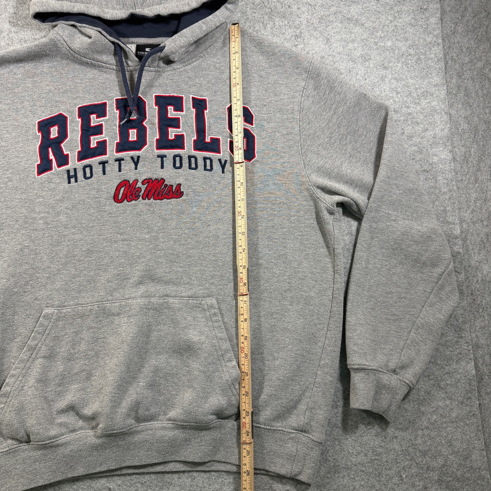 Ole Miss Rebels Fleece Hoodie Mens L Gray Hotty Toddy Graphic Drawstring NCAA thumbnail 7
