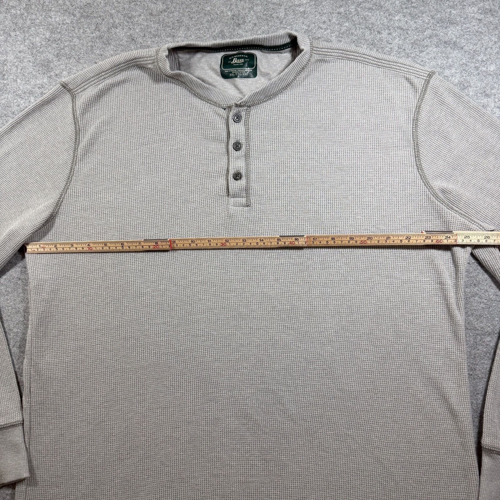 G.H. Bass & Co. Thermal Henley Top Mens XXL Gray Waffle Knit Long Sleeve Lounge thumbnail 7