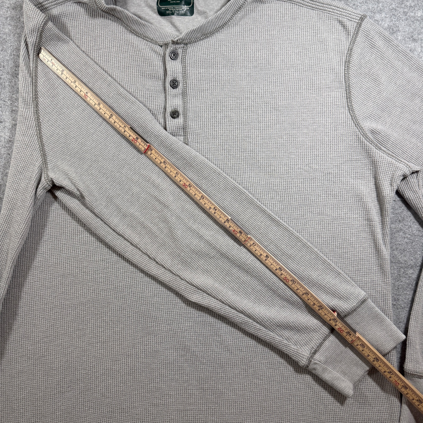 G.H. Bass & Co. Thermal Henley Top Mens XXL Gray Waffle Knit Long Sleeve Lounge thumbnail 8
