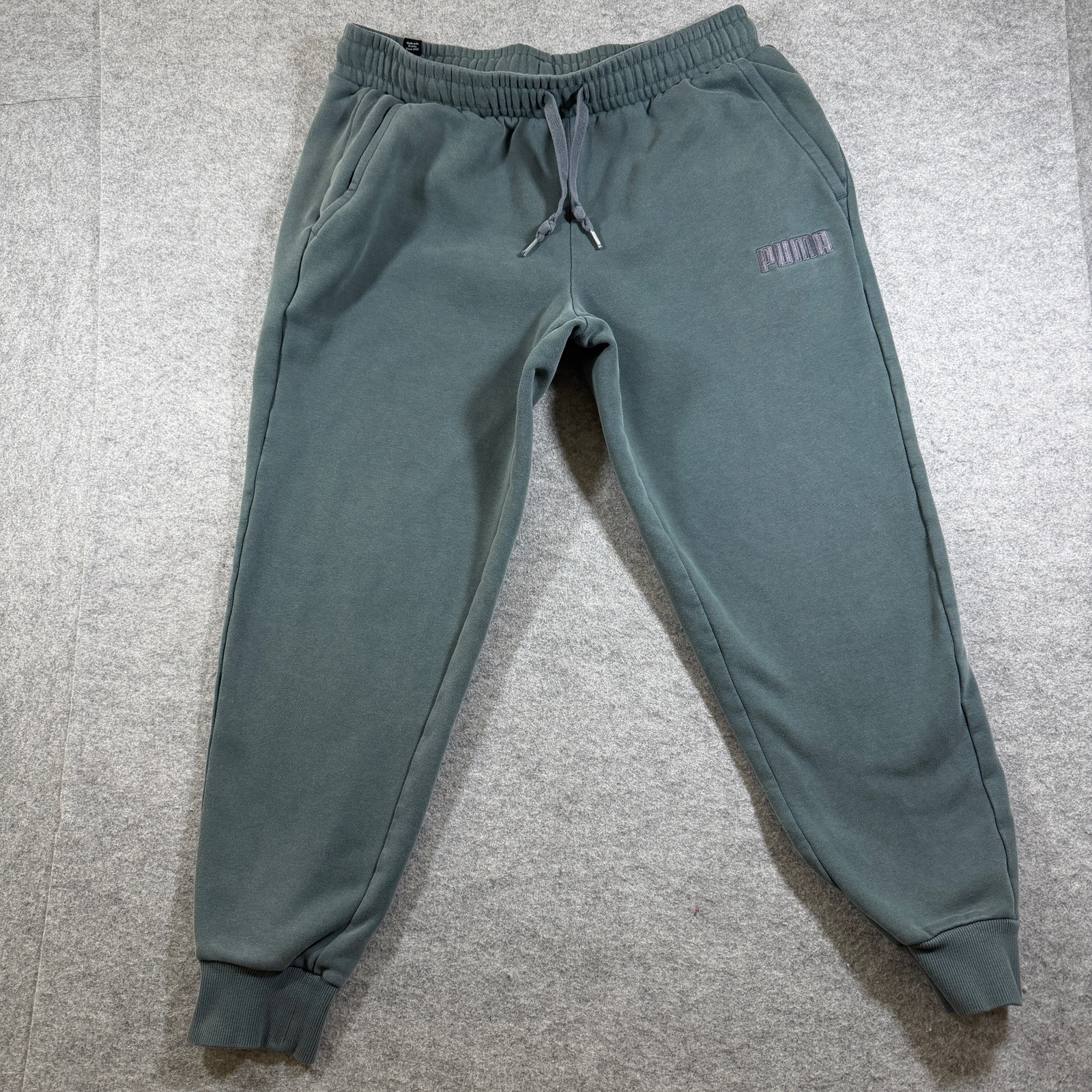 Puma Joggers Mens L Green Tapered Drawstring Cuffed Athletic Training Sweatpants