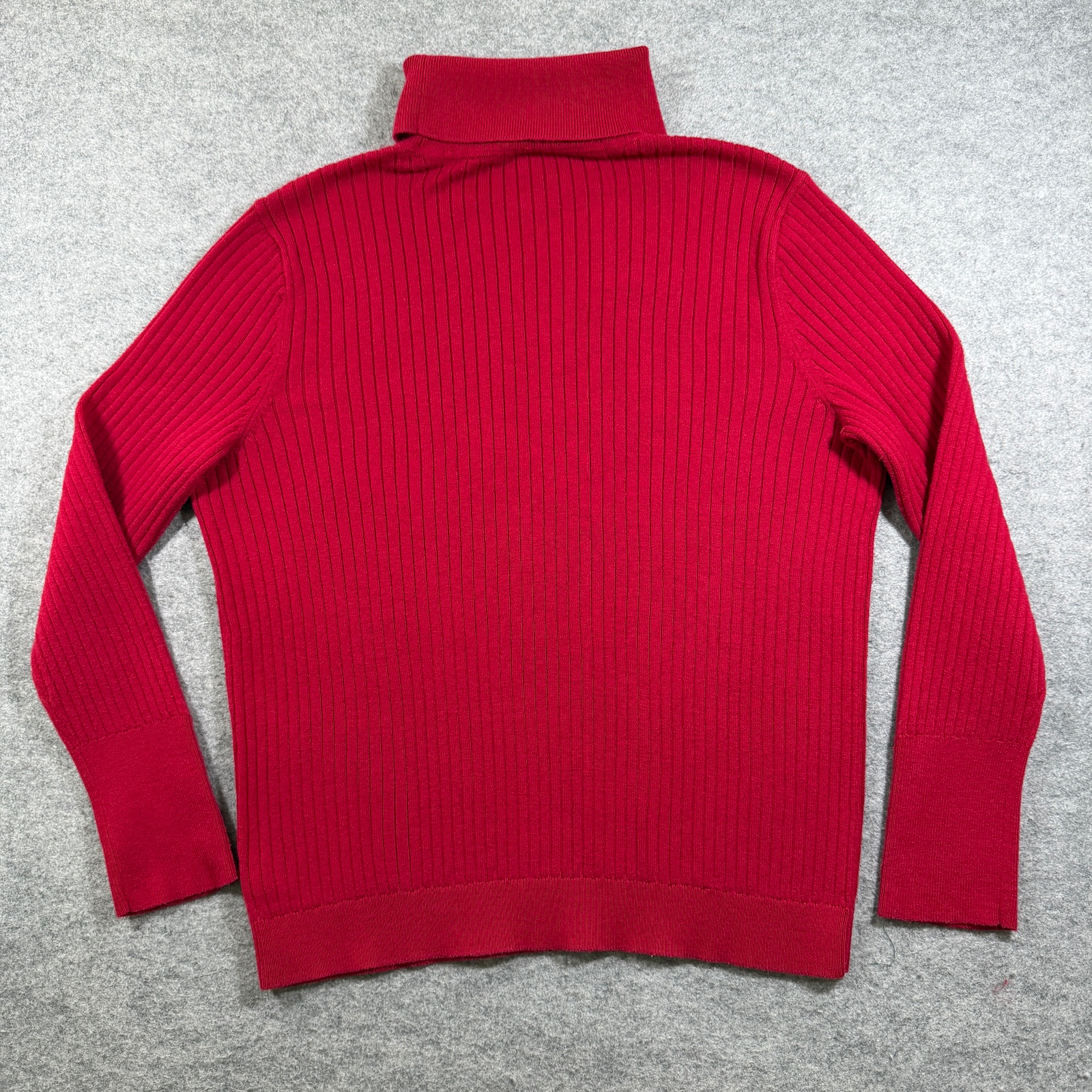 Talbots Turtleneck Sweater Womens XL Petite Red Ribbed Knit Button Cuffs Preppy thumbnail 2