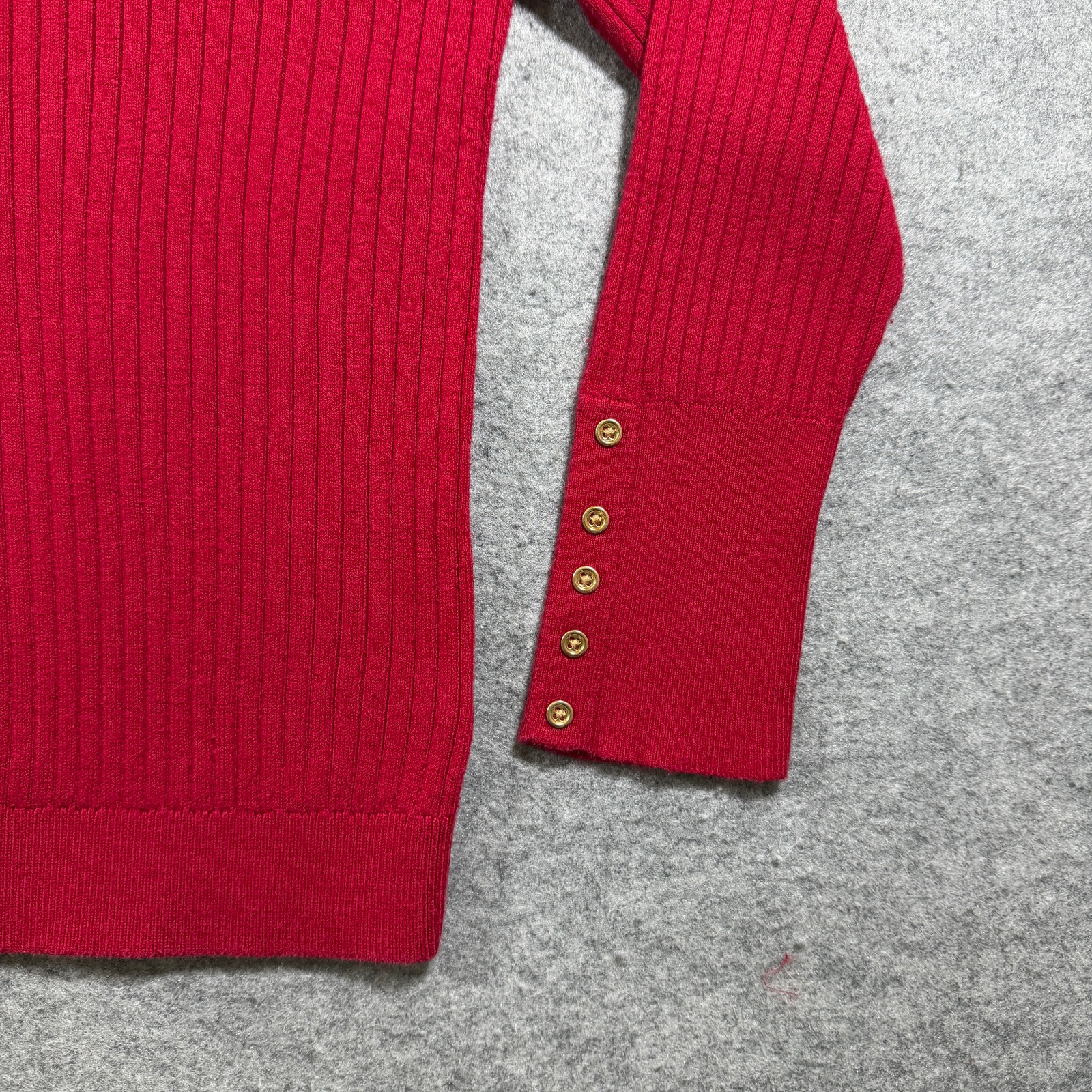 Talbots Turtleneck Sweater Womens XL Petite Red Ribbed Knit Button Cuffs Preppy thumbnail 3