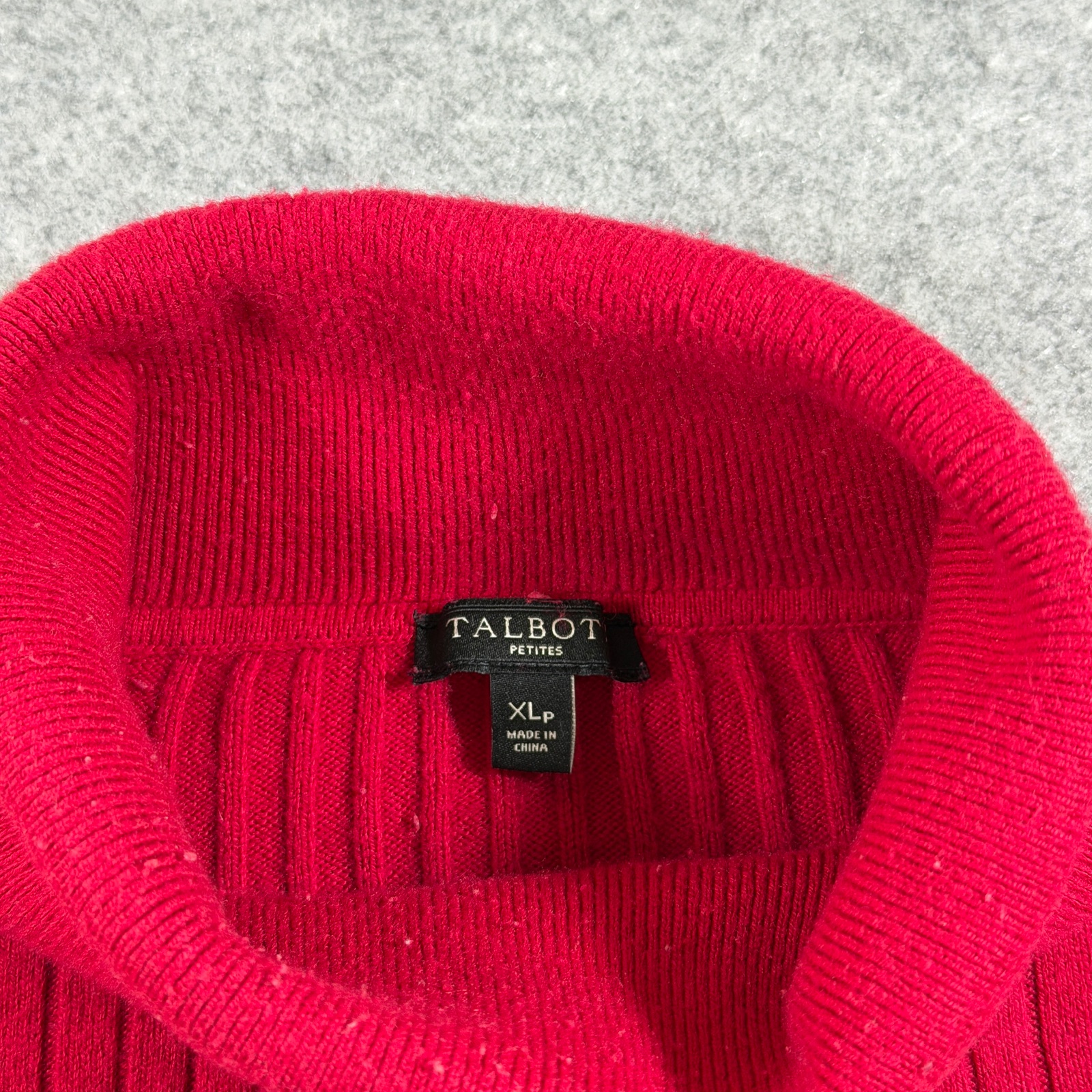 Talbots Turtleneck Sweater Womens XL Petite Red Ribbed Knit Button Cuffs Preppy thumbnail 5