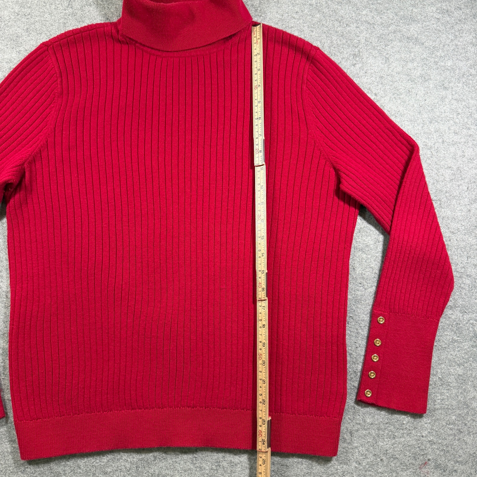 Talbots Turtleneck Sweater Womens XL Petite Red Ribbed Knit Button Cuffs Preppy thumbnail 6