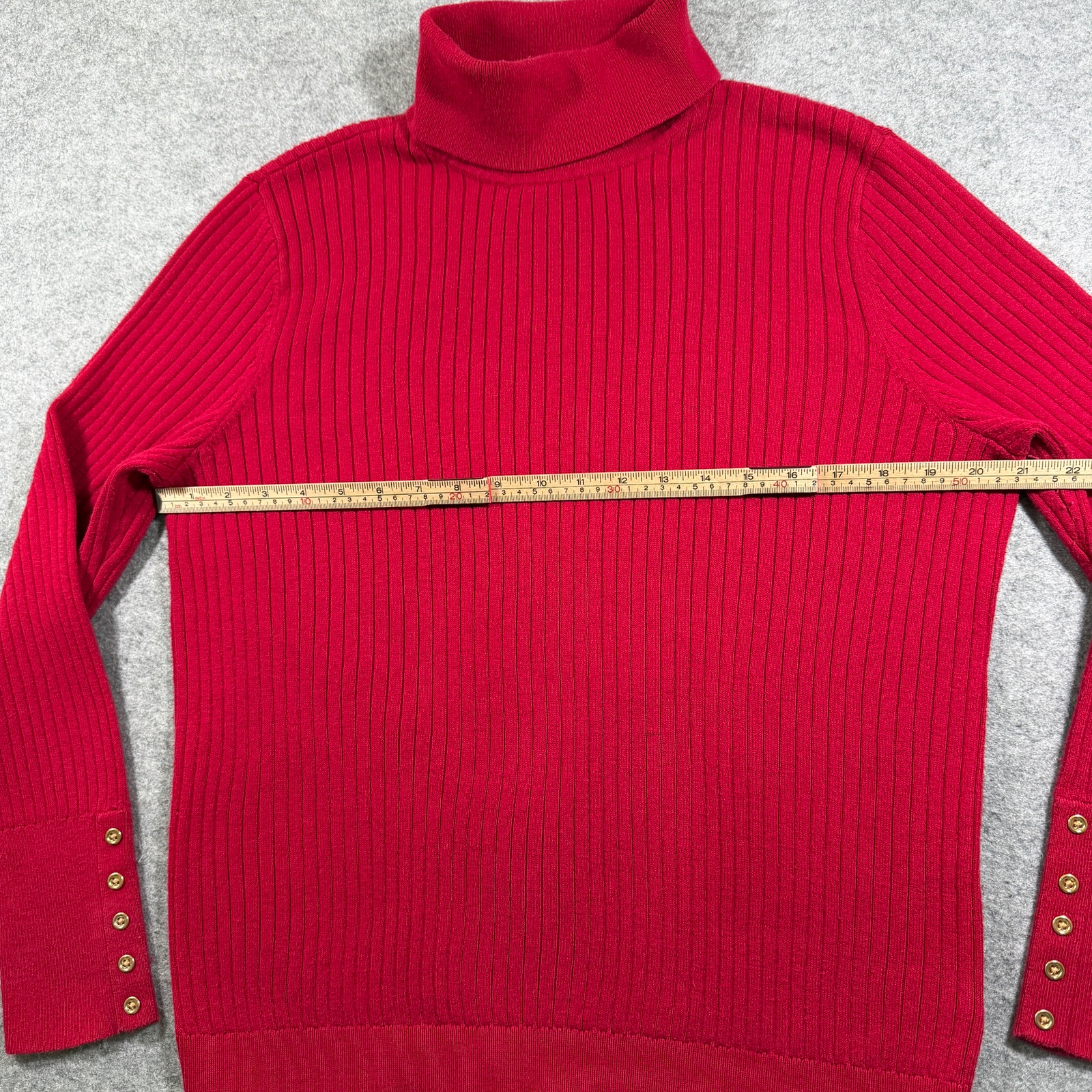 Talbots Turtleneck Sweater Womens XL Petite Red Ribbed Knit Button Cuffs Preppy thumbnail 7