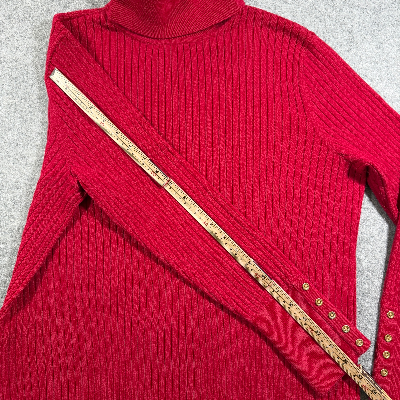 Talbots Turtleneck Sweater Womens XL Petite Red Ribbed Knit Button Cuffs Preppy thumbnail 8