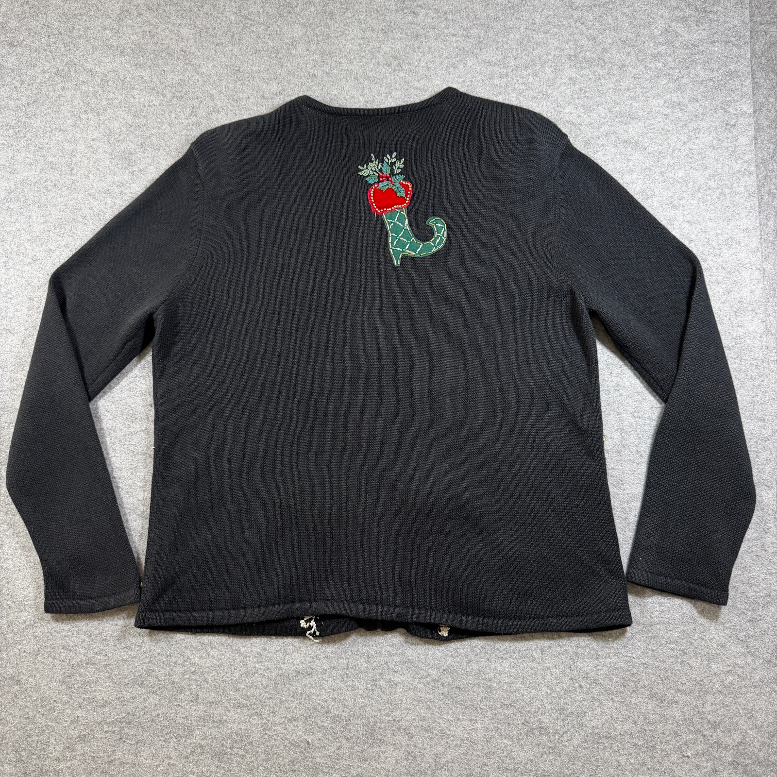Vintage 2004 Heirloom Collectibles Christmas Sweater Womens M Black Holiday thumbnail 2