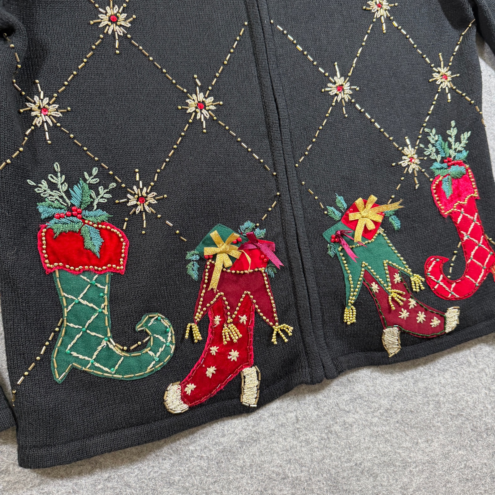 Vintage 2004 Heirloom Collectibles Christmas Sweater Womens M Black Holiday thumbnail 3