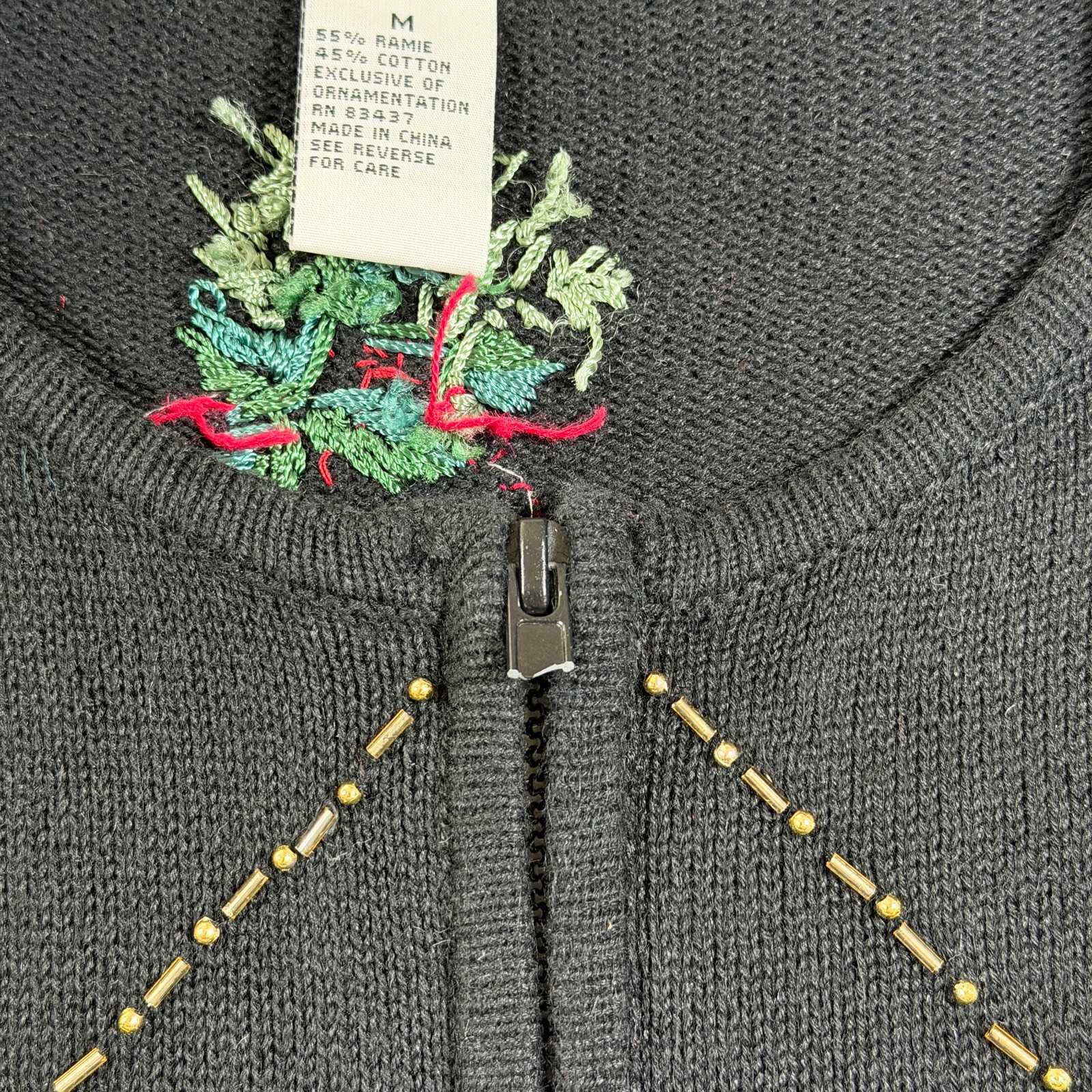 Vintage 2004 Heirloom Collectibles Christmas Sweater Womens M Black Holiday thumbnail 5