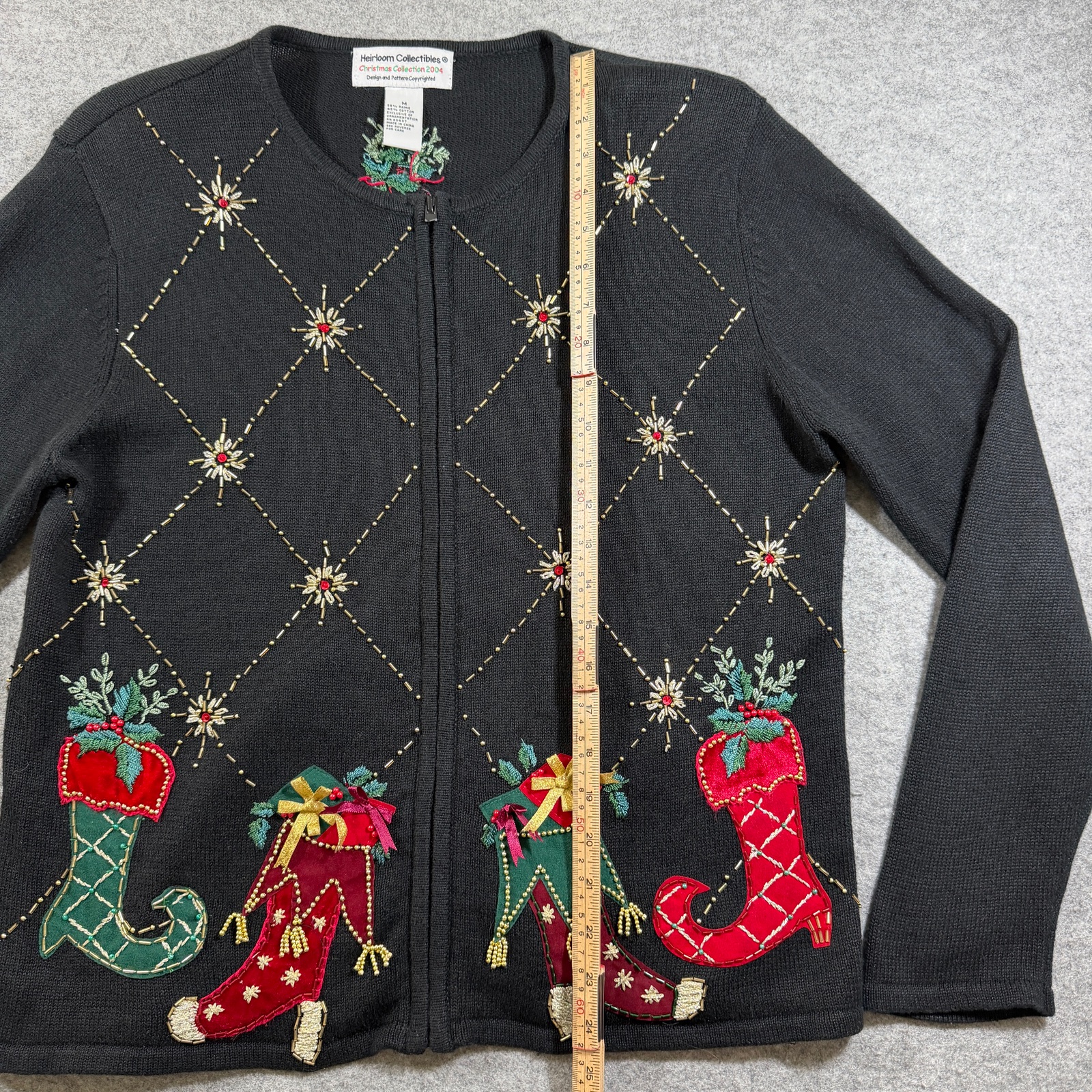 Vintage 2004 Heirloom Collectibles Christmas Sweater Womens M Black Holiday thumbnail 6
