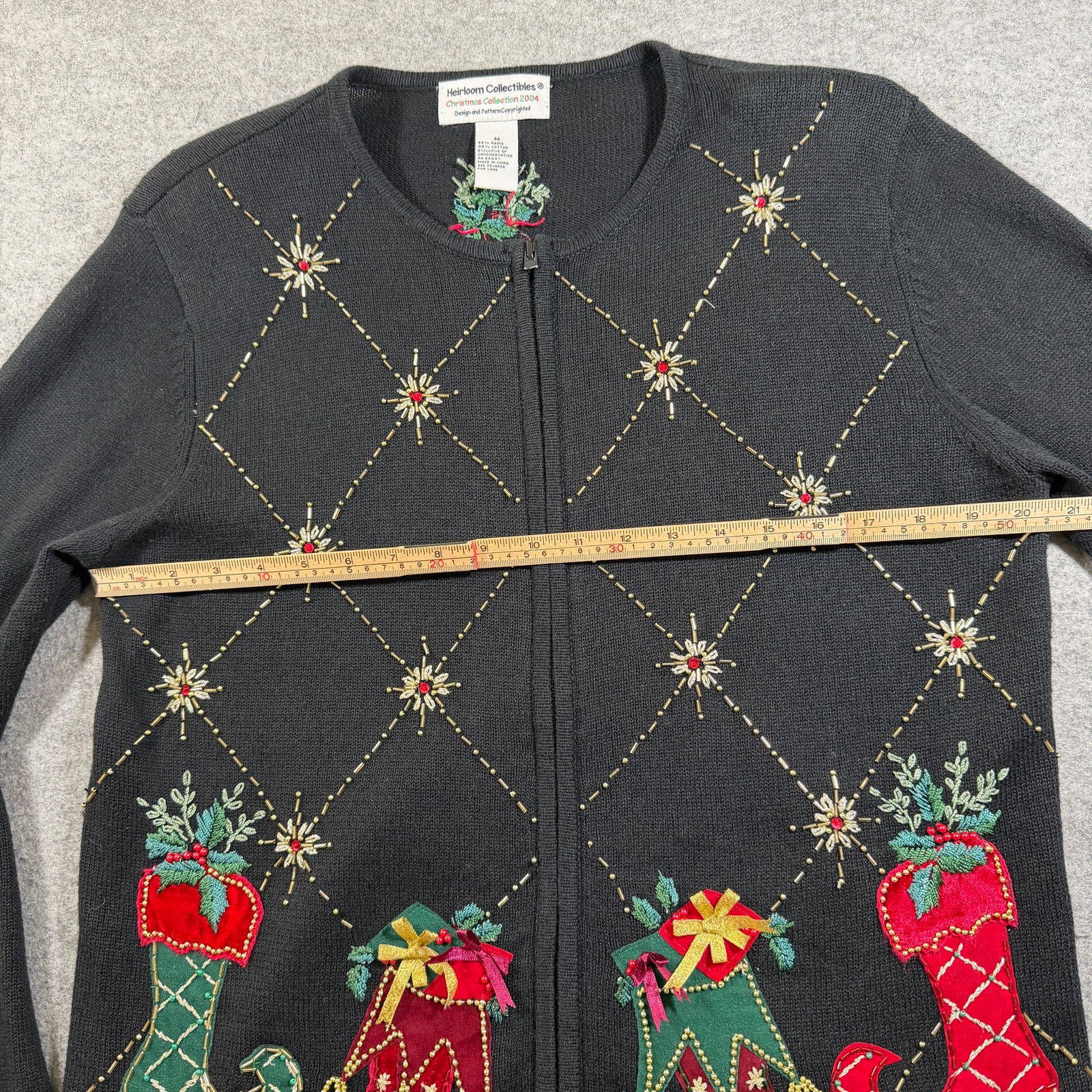 Vintage 2004 Heirloom Collectibles Christmas Sweater Womens M Black Holiday thumbnail 7