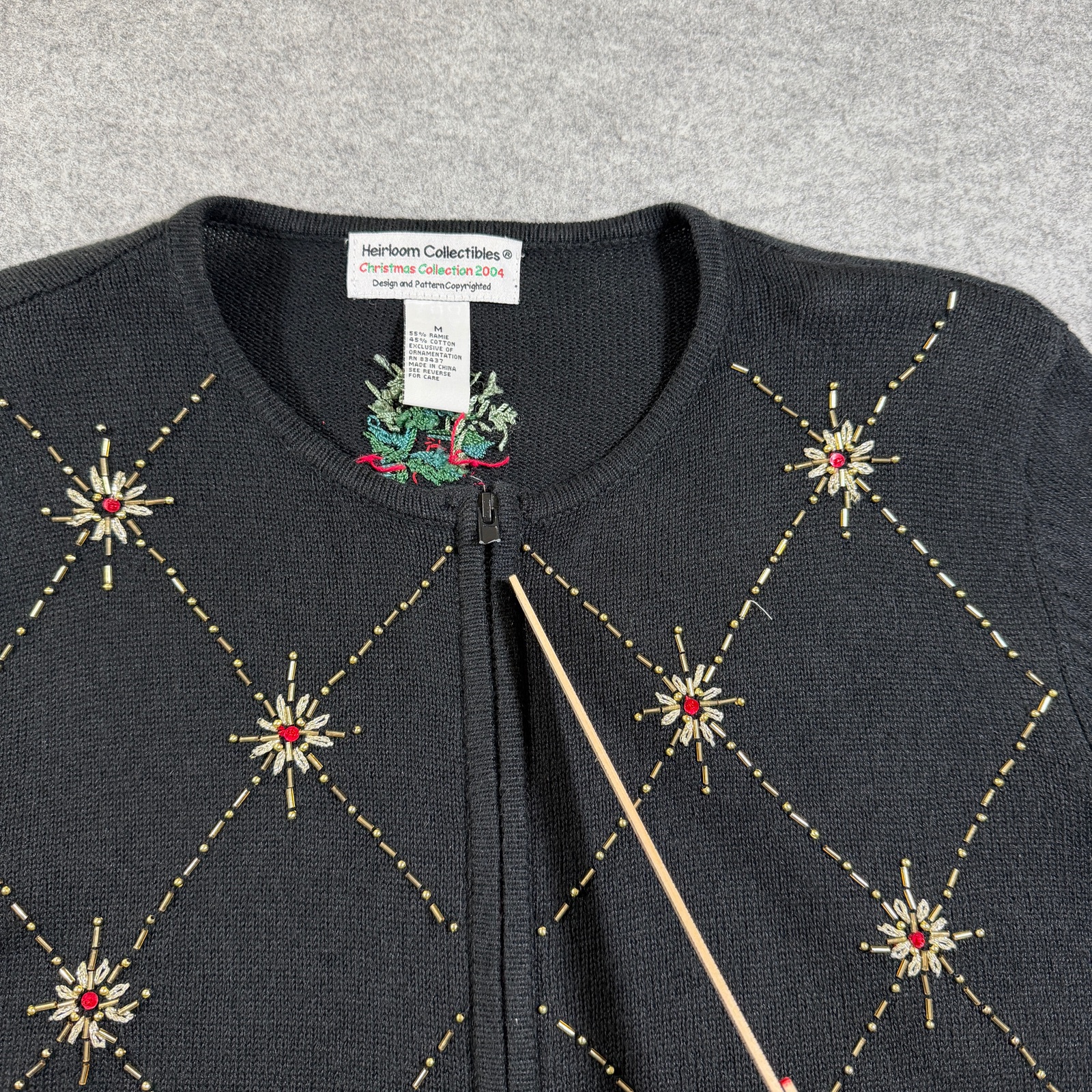 Vintage 2004 Heirloom Collectibles Christmas Sweater Womens M Black Holiday thumbnail 9