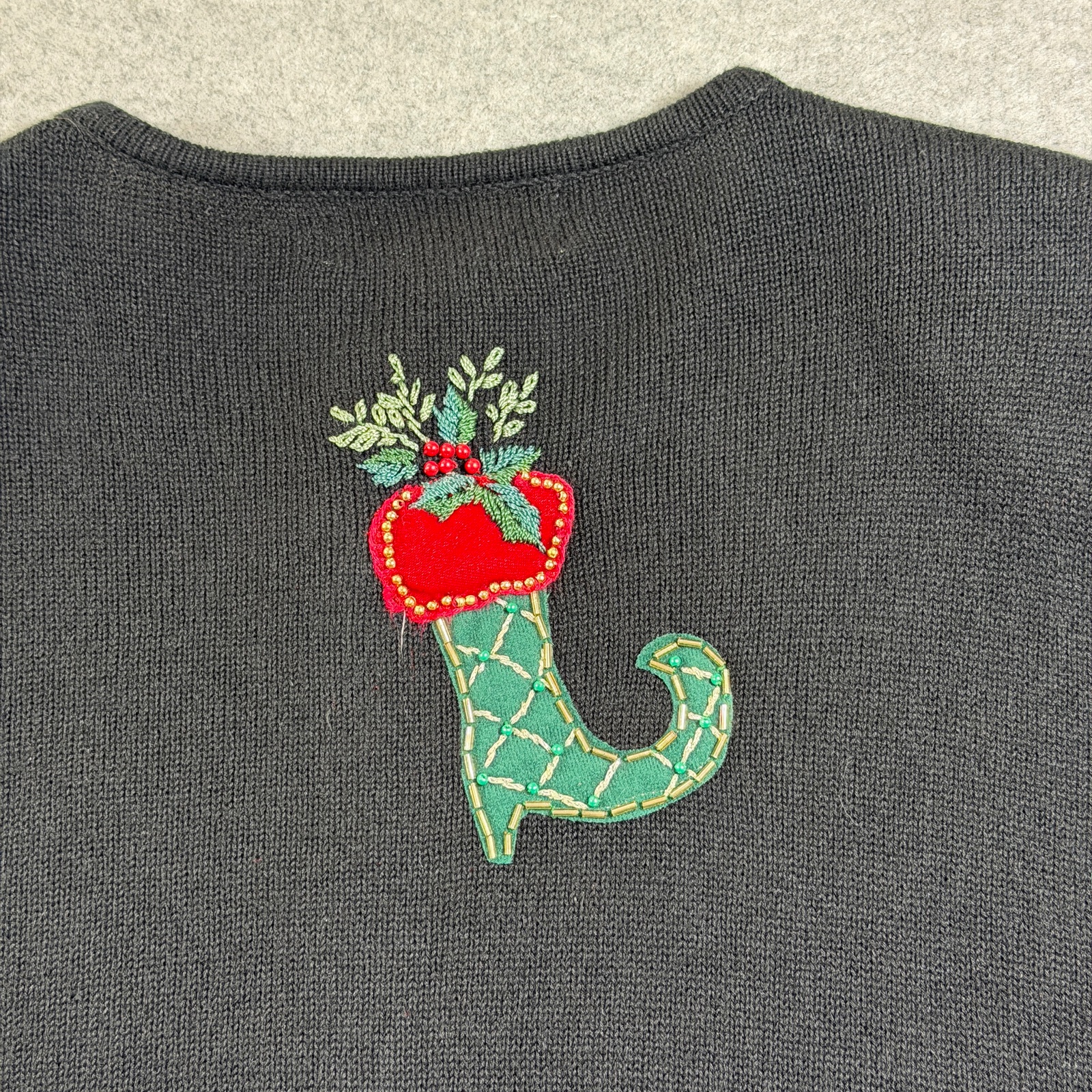 Vintage 2004 Heirloom Collectibles Christmas Sweater Womens M Black Holiday thumbnail 11
