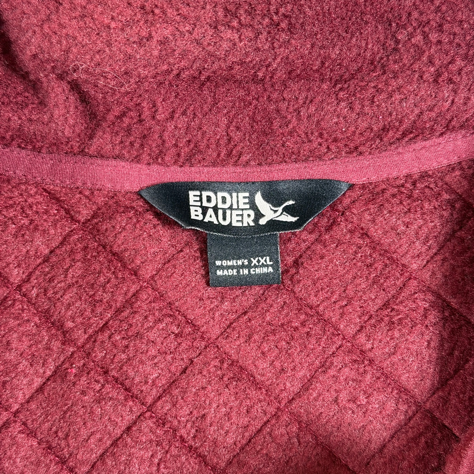 Eddie Bauer Fleece Jacket Womens XXL Burgundy Quilted Full Zip Outdoor Sherpa thumbnail 5