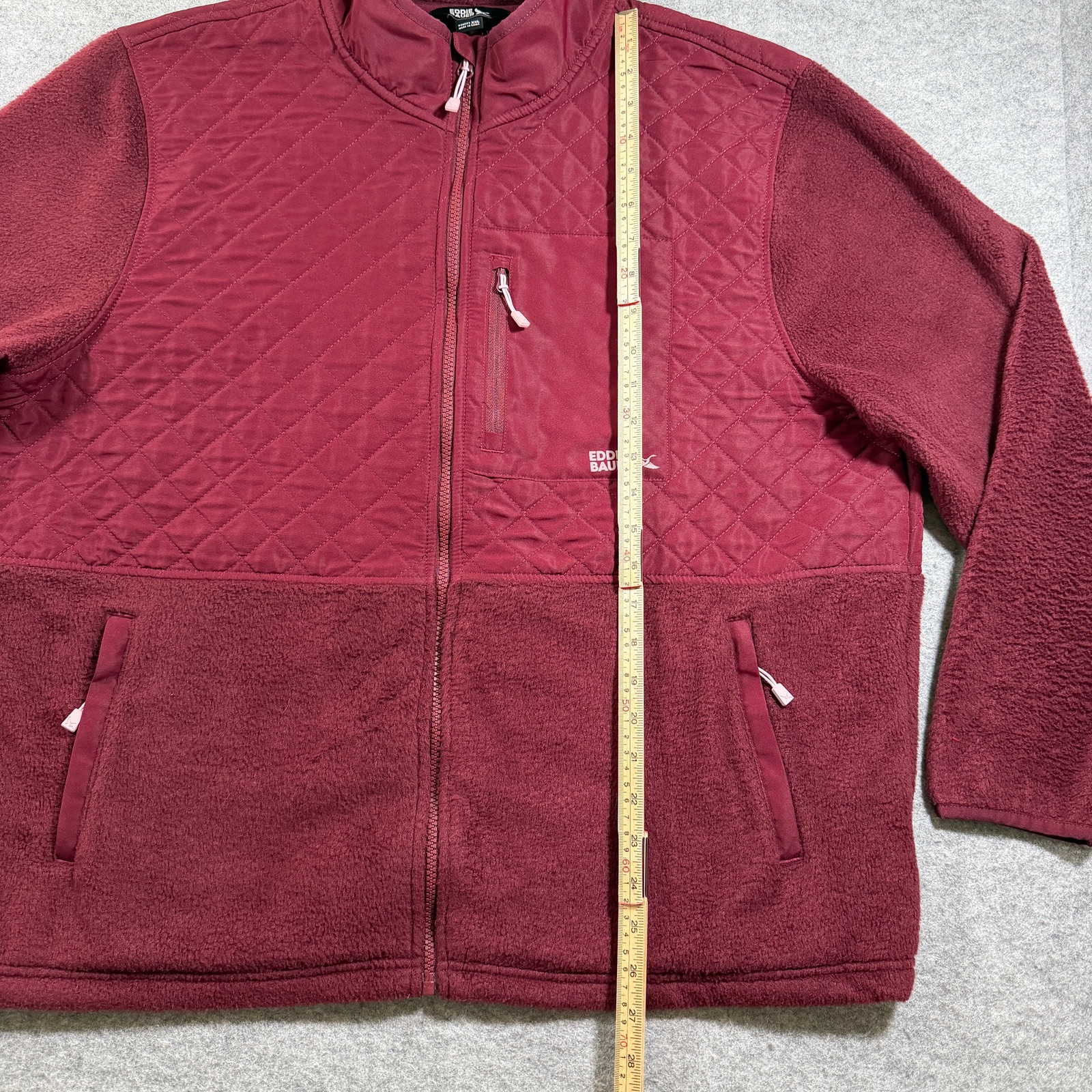 Eddie Bauer Fleece Jacket Womens XXL Burgundy Quilted Full Zip Outdoor Sherpa thumbnail 6