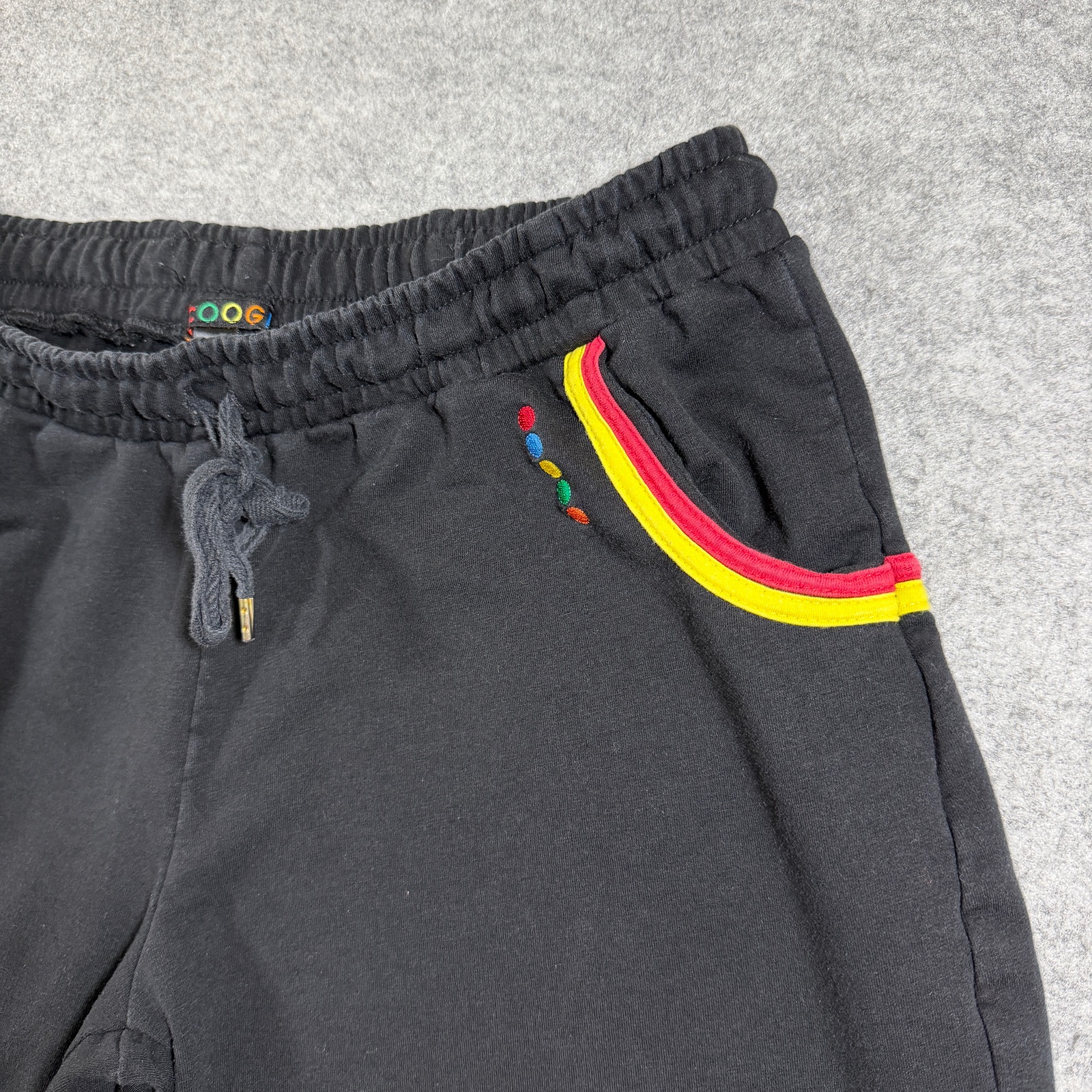 Coogi Y2K Capri Sweatpants Womens L Black Red Yellow Stripe Embroidered Casual thumbnail 9