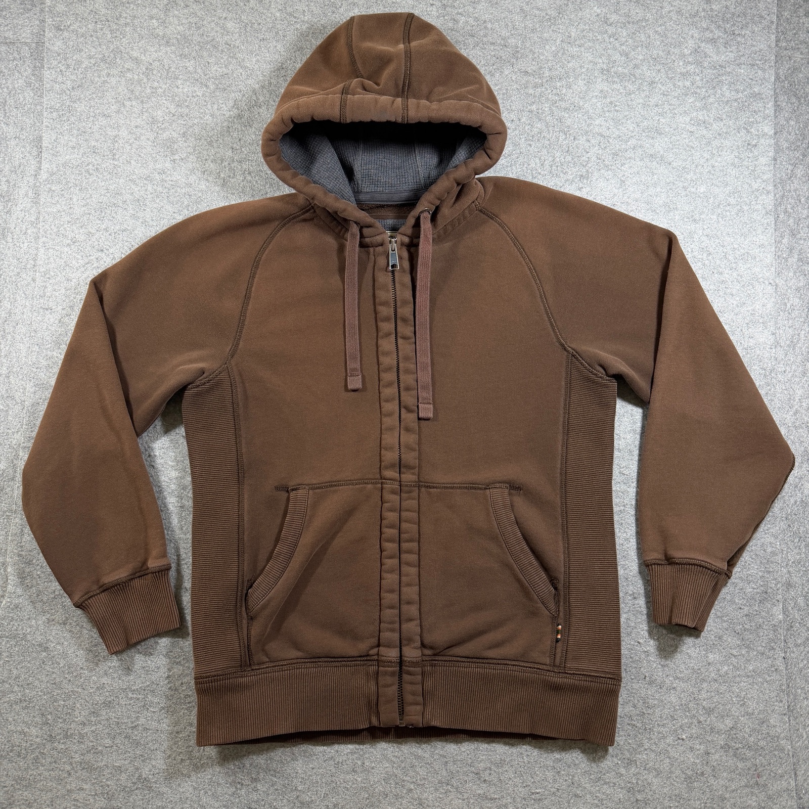 Eddie Bauer Full Zip Hoodie Mens S Brown Knit Fleece Hooded Heavyweight Outdoor