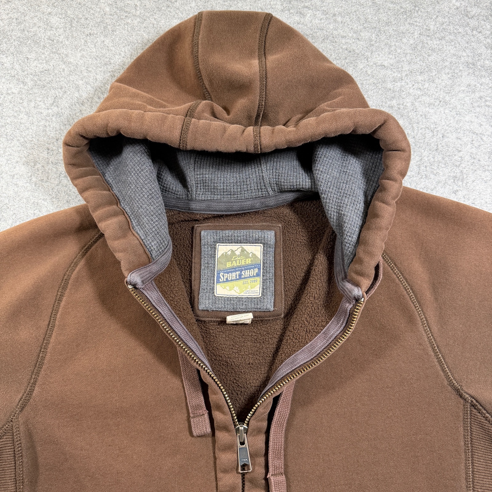 Eddie Bauer Full Zip Hoodie Mens S Brown Knit Fleece Hooded Heavyweight Outdoor thumbnail 4