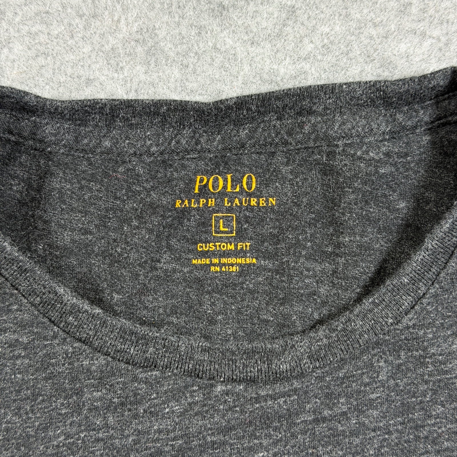 Polo Ralph Lauren T Shirt Mens L Charcoal Gray Custom Fit Pony Logo Crewneck thumbnail 4