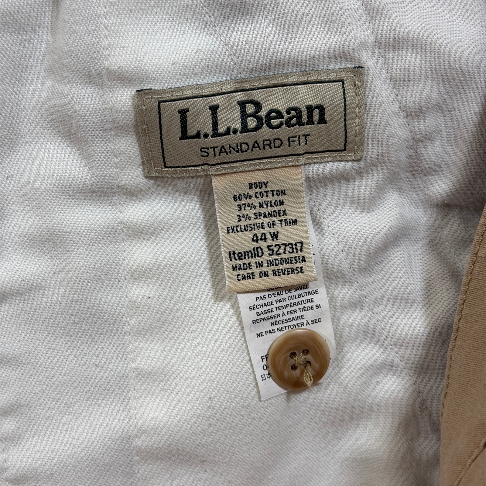 L.L.Bean Chino Shorts Mens 44 Khaki Stretch Flat Front Classic Fit Casual Preppy thumbnail 3