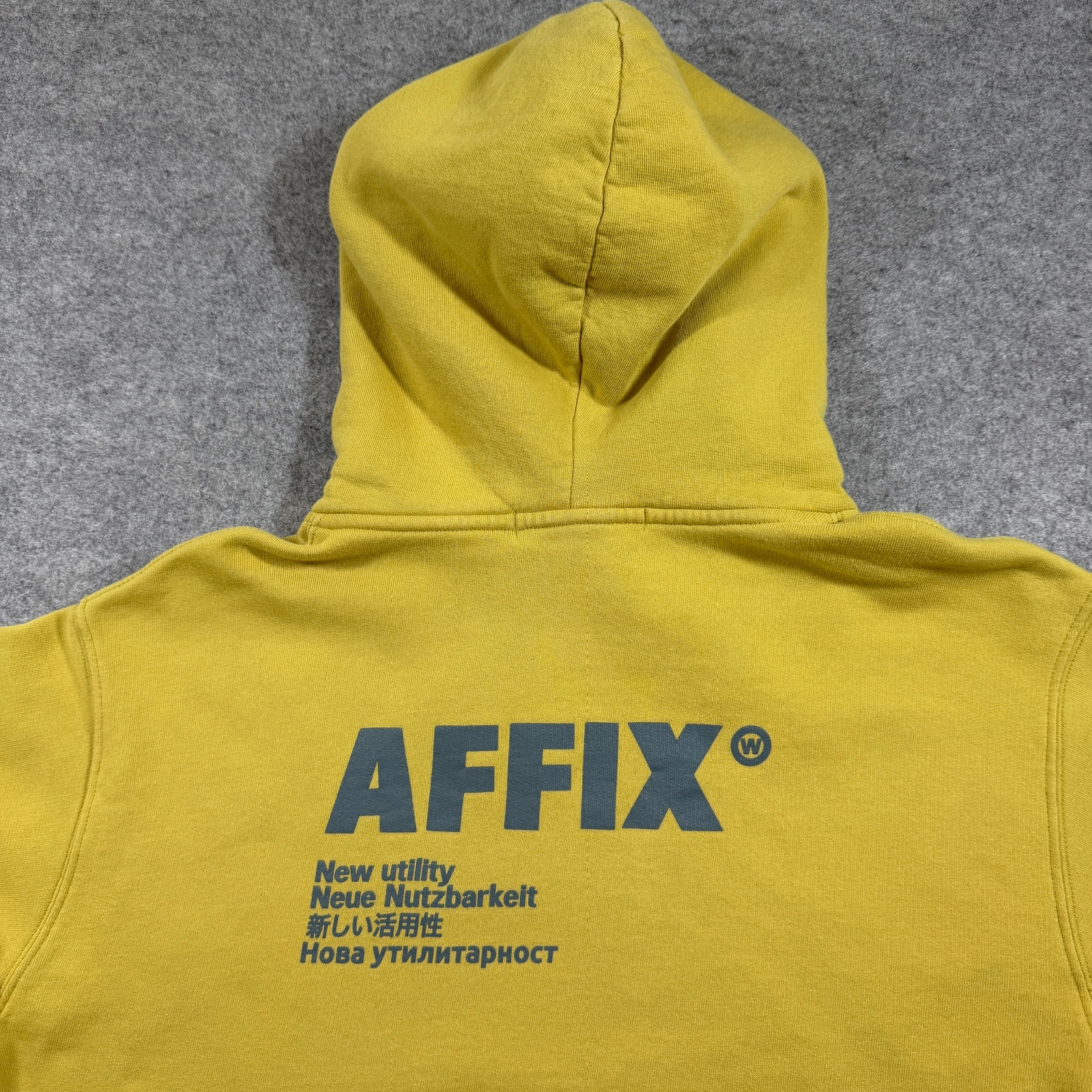 AFFIX Works Utility Hoodie Mens M Yellow Fleece Hooded Streetwear Relaxed Fit thumbnail 3