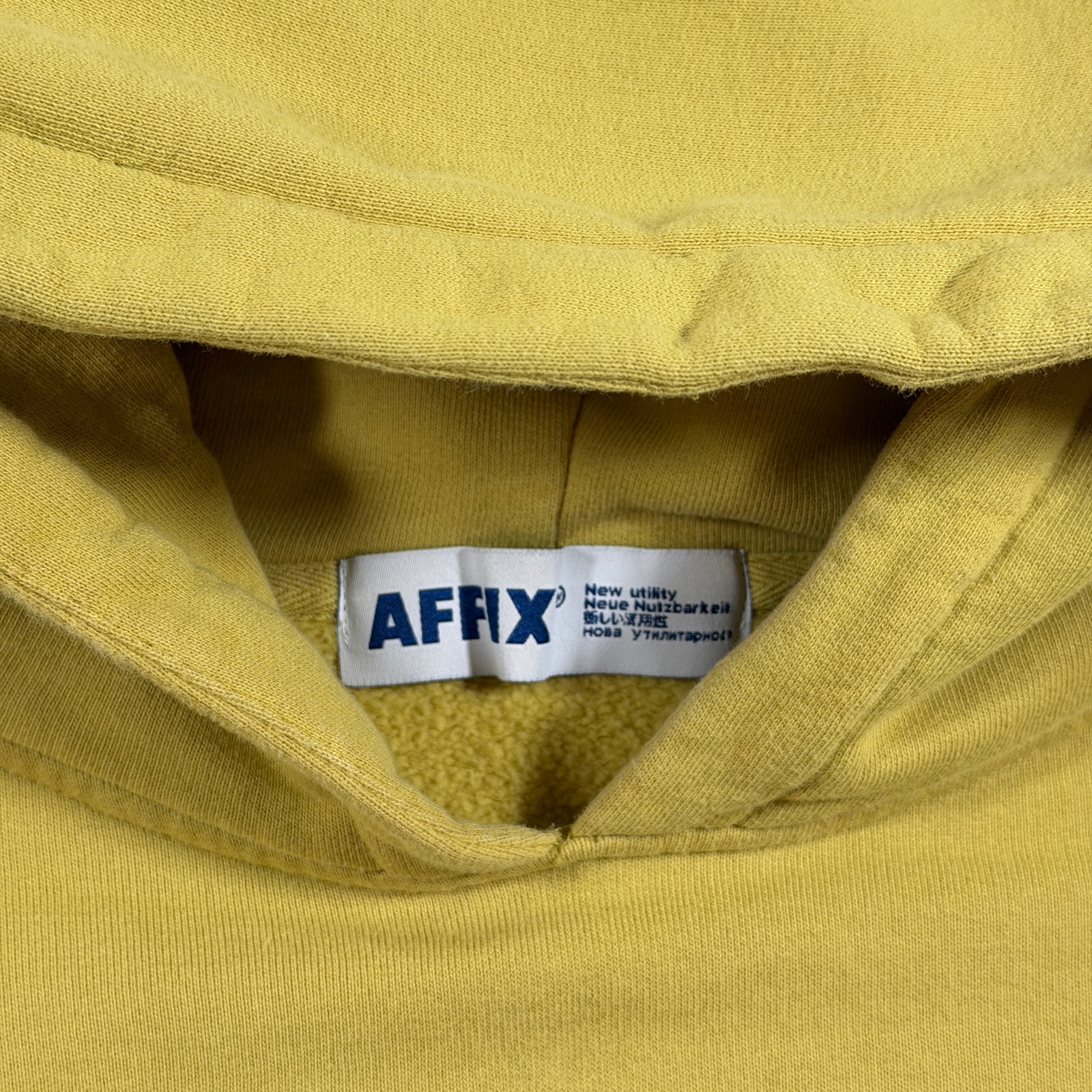 AFFIX Works Utility Hoodie Mens M Yellow Fleece Hooded Streetwear Relaxed Fit thumbnail 5