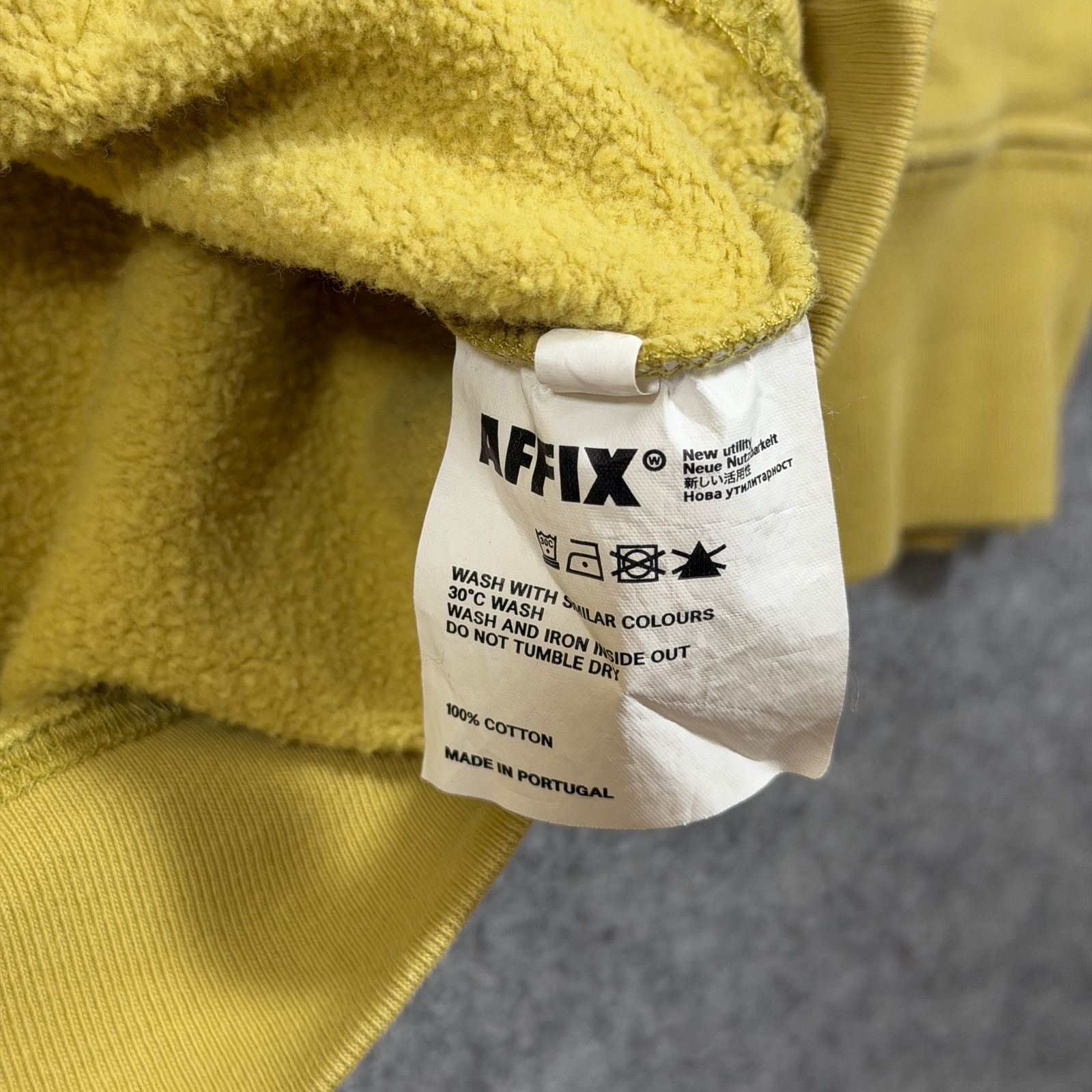 AFFIX Works Utility Hoodie Mens M Yellow Fleece Hooded Streetwear Relaxed Fit thumbnail 6