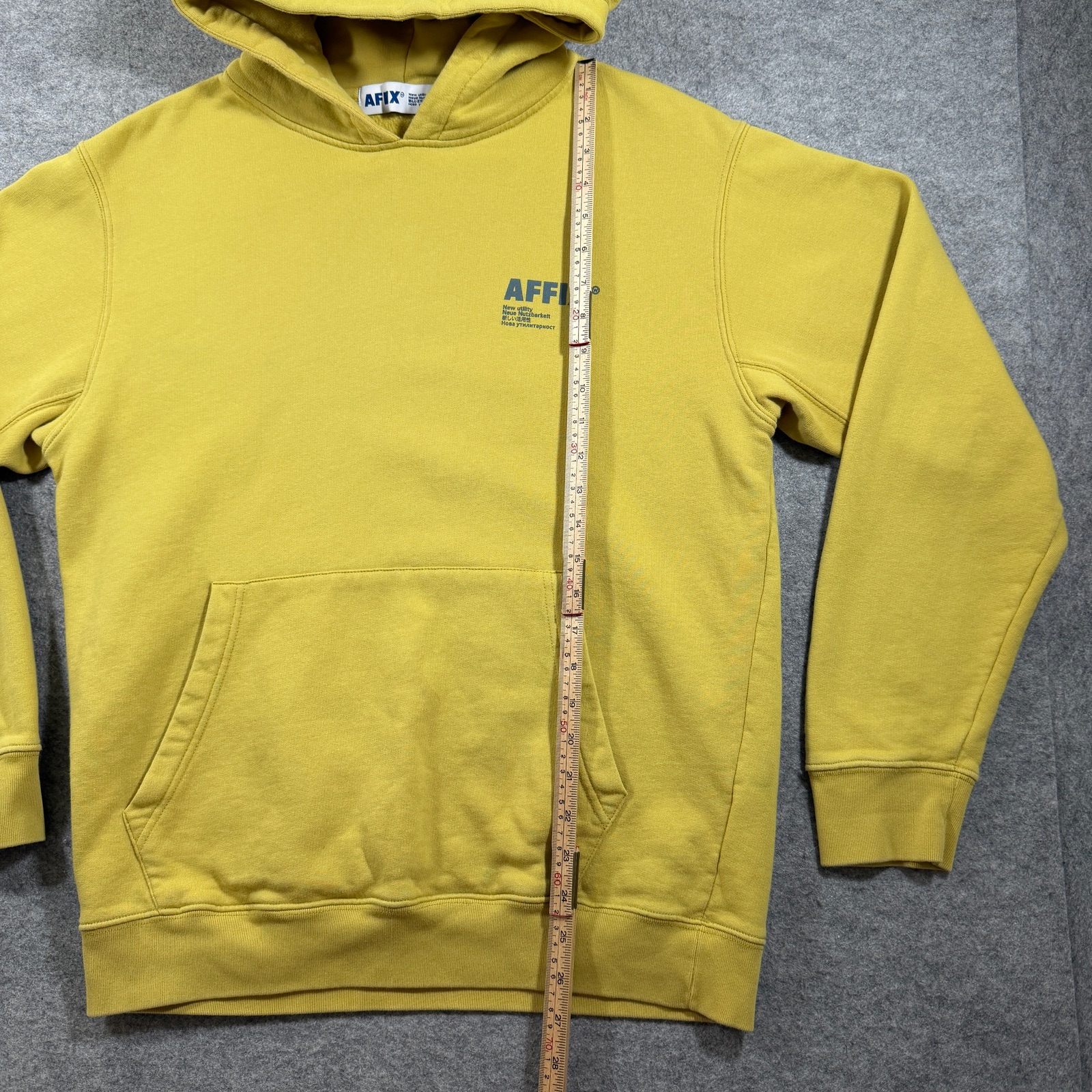 AFFIX Works Utility Hoodie Mens M Yellow Fleece Hooded Streetwear Relaxed Fit thumbnail 7