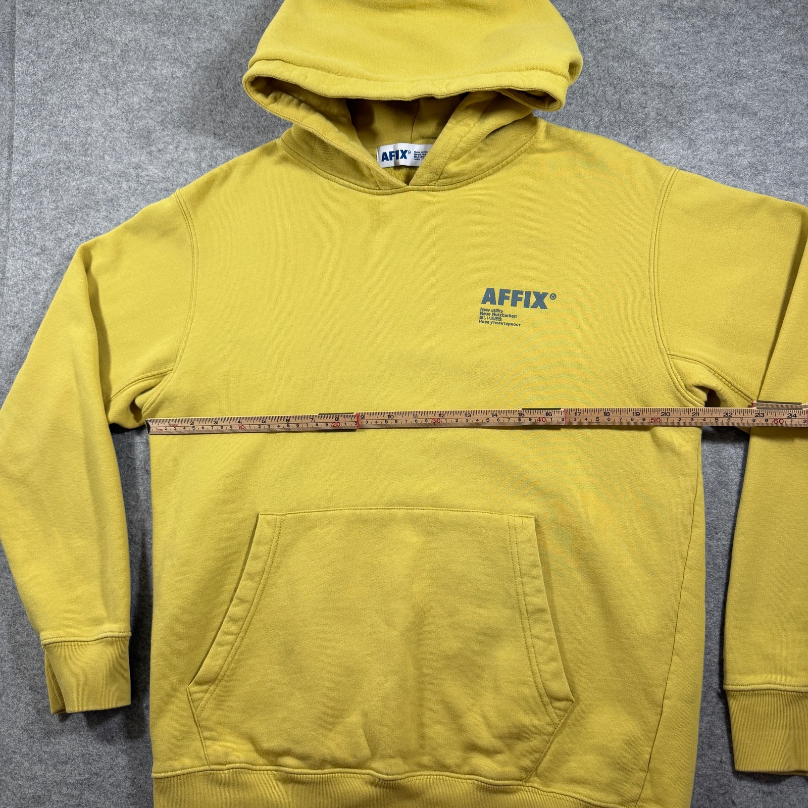 AFFIX Works Utility Hoodie Mens M Yellow Fleece Hooded Streetwear Relaxed Fit thumbnail 8